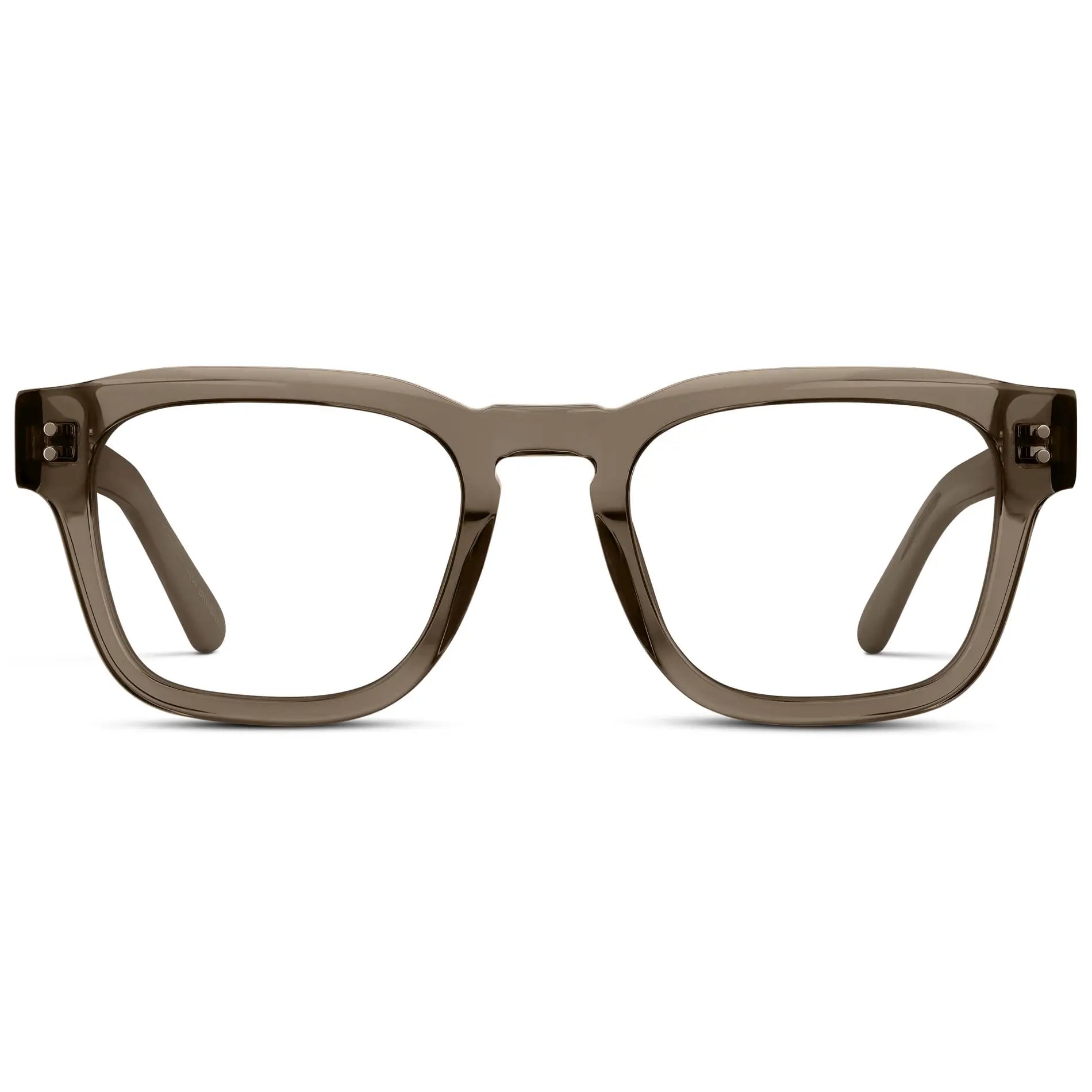 Crystal Gunmetal || Men's Geometric Rectangular Eyeglasses with Crystal Gunmetal Acetate Frame and Clear Prescription Lens on a white background