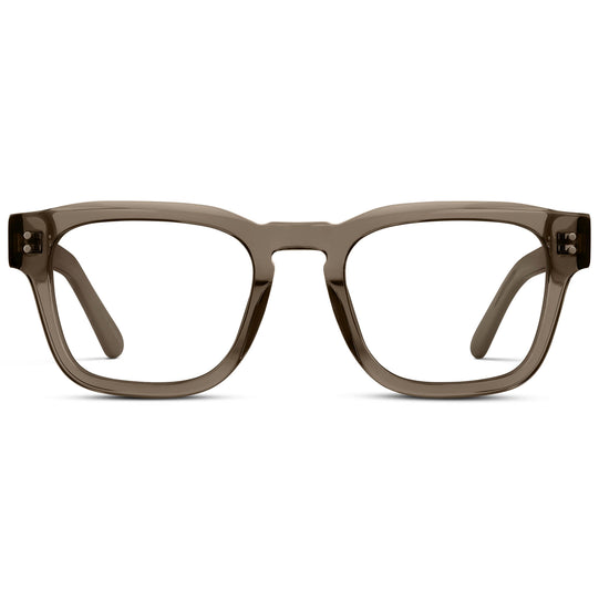 Crystal Gunmetal || Men's Geometric Rectangular Eyeglasses with Crystal Gunmetal Acetate Frame and Clear Prescription Lens