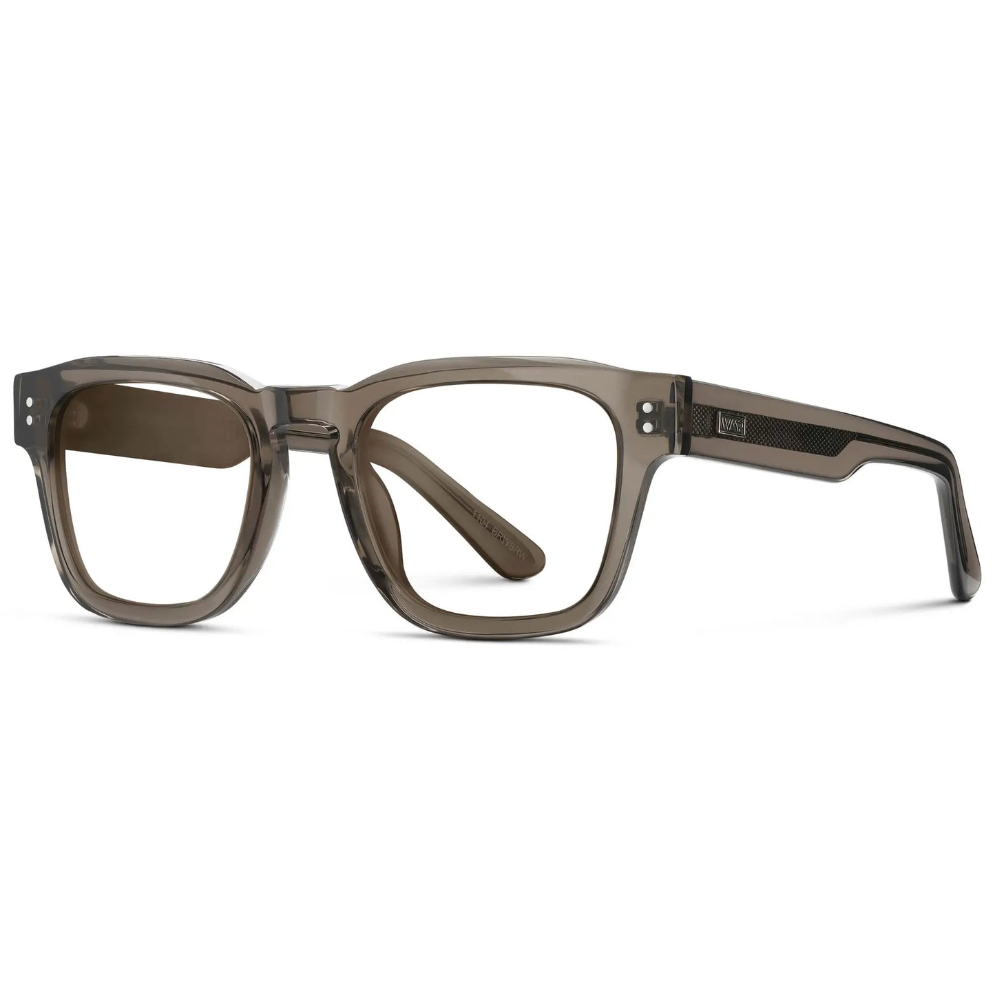 Crystal Gunmetal || Side view of Men's Geometric Rectangular Eyeglasses with Crystal Gunmetal Acetate Frame and Clear Prescription Lens on a white background