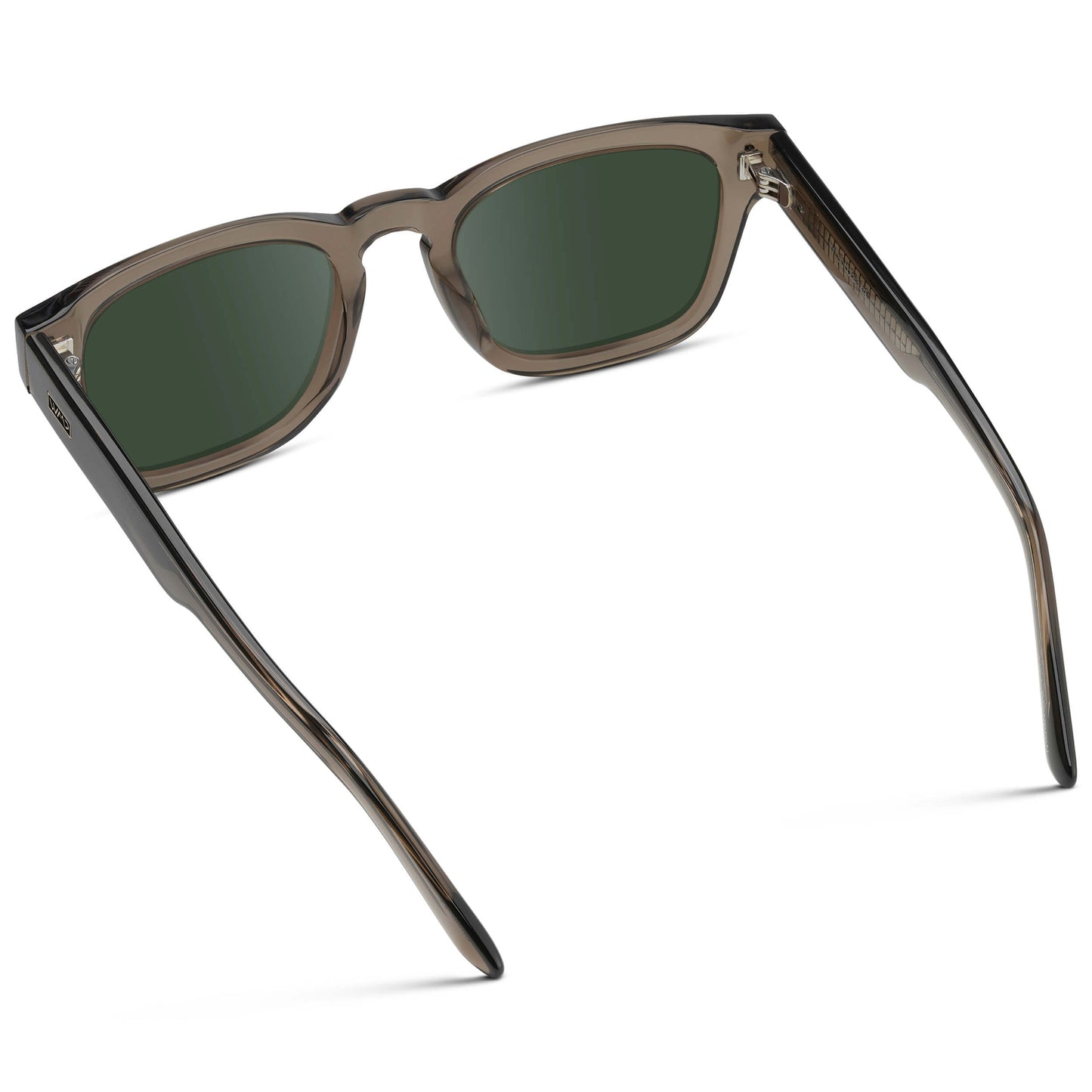 Crystal Gunmetal / G15 || Men's Geometric Rectangular Prescription Sunglasses with Crystal Gunmetal Acetate Frame and Green Prescription Lens
