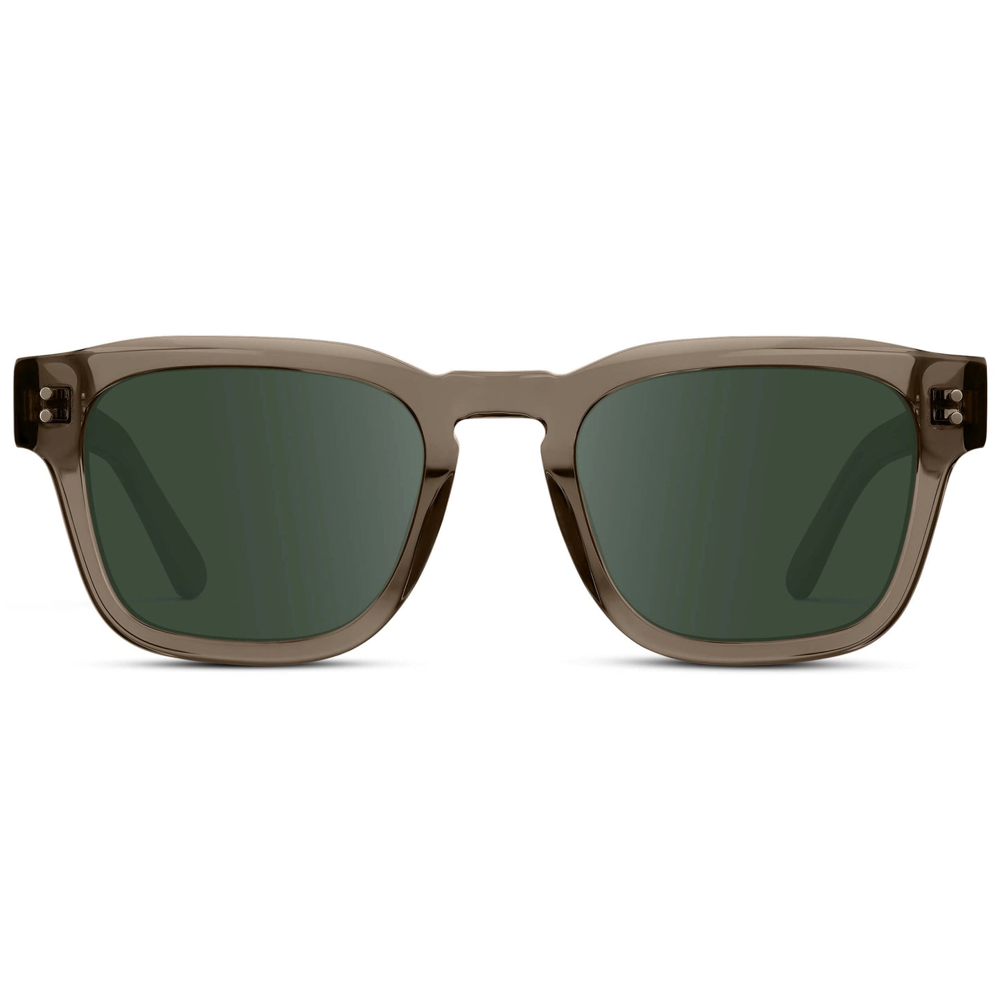 Crystal Gunmetal / G15 || Men's Geometric Rectangular Prescription Sunglasses with Crystal Gunmetal Acetate Frame and Green Prescription Lens
