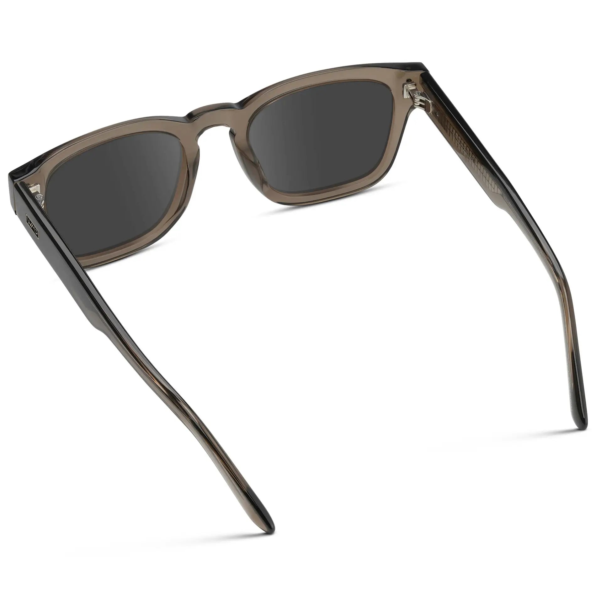 Crystal Gunmetal / Grey || Back view of Men's Geometric Rectangular Prescription Sunglasses with Crystal Gunmetal Acetate Frame and Grey Prescription Lens