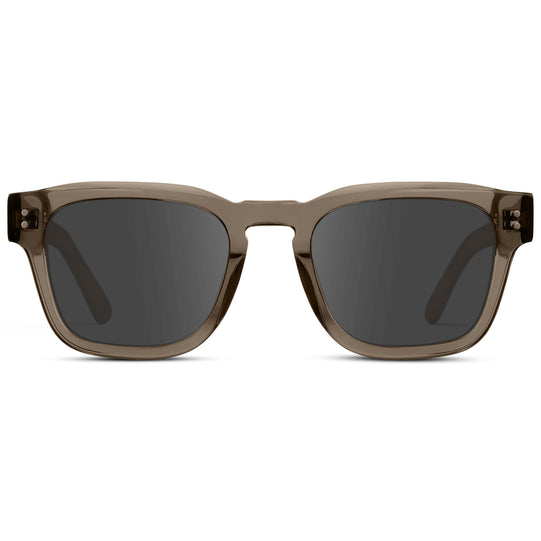 Crystal Gunmetal / Grey || Men's Geometric Rectangular Prescription Sunglasses with Crystal Gunmetal Acetate Frame and Grey Prescription Lens