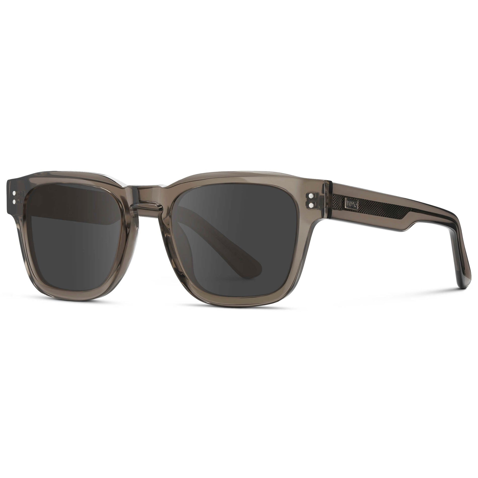 Crystal Gunmetal / Grey || Men's Geometric Rectangular Prescription Sunglasses with Crystal Gunmetal Acetate Frame and Grey Prescription Lens