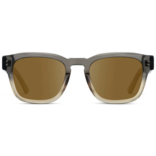 Graphite Horizon Grey / Amber || Men's Geometric Rectangular Prescription Sunglasses with Grey Acetate Frame and Amber Prescription Lens