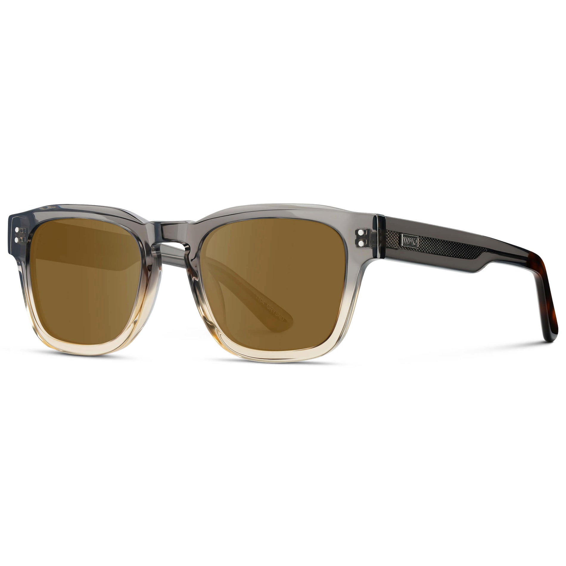 Graphite Horizon Grey / Amber || Men's Geometric Rectangular Prescription Sunglasses with Grey Acetate Frame and Amber Prescription Lens