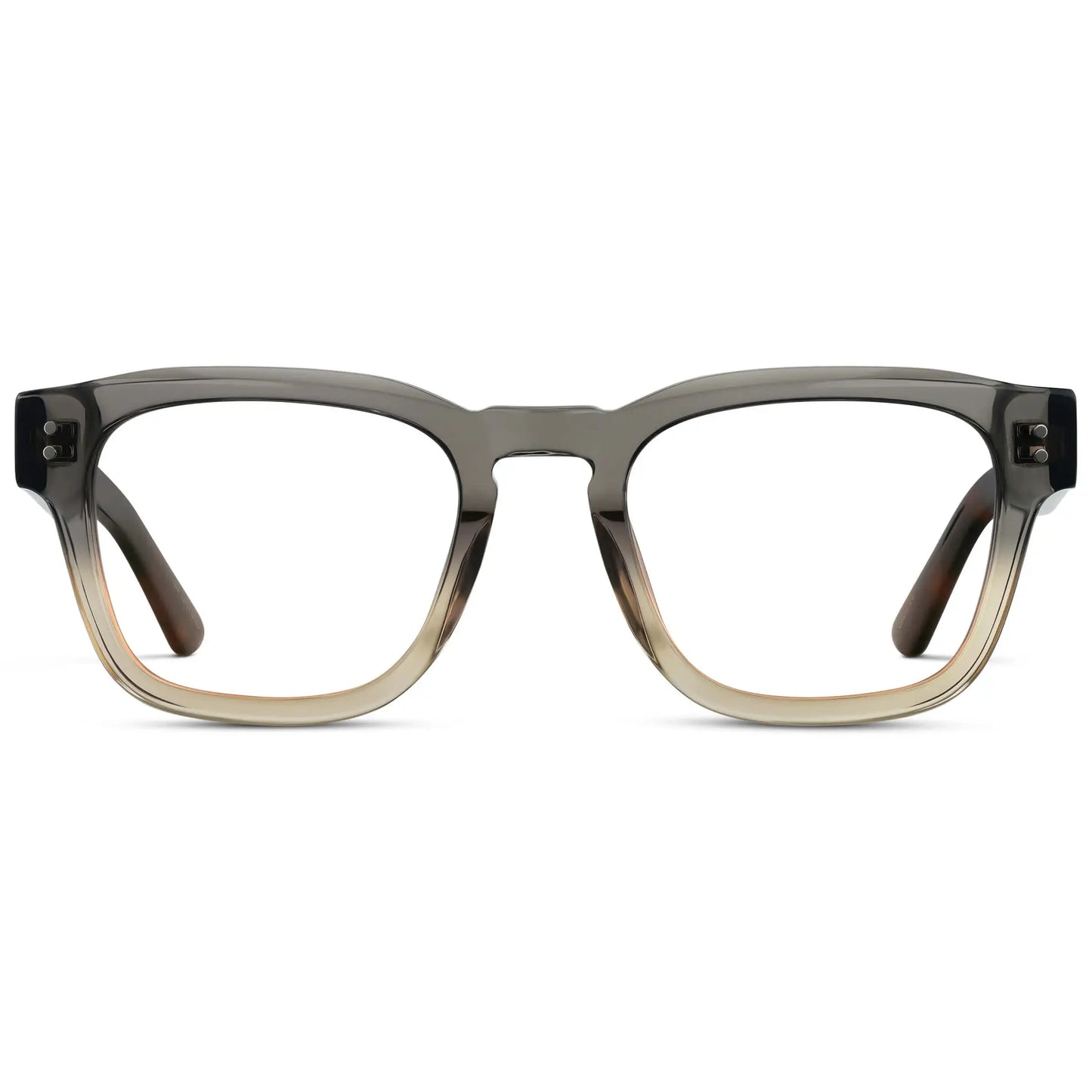 Graphite Horizon Grey || Men's Geometric Rectangular Eyeglasses with Grey Acetate Frame and Clear Prescription Lens on a white background
