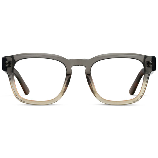 Graphite Horizon Grey || Men's Geometric Rectangular Eyeglasses with Grey Acetate Frame and Clear Prescription Lens