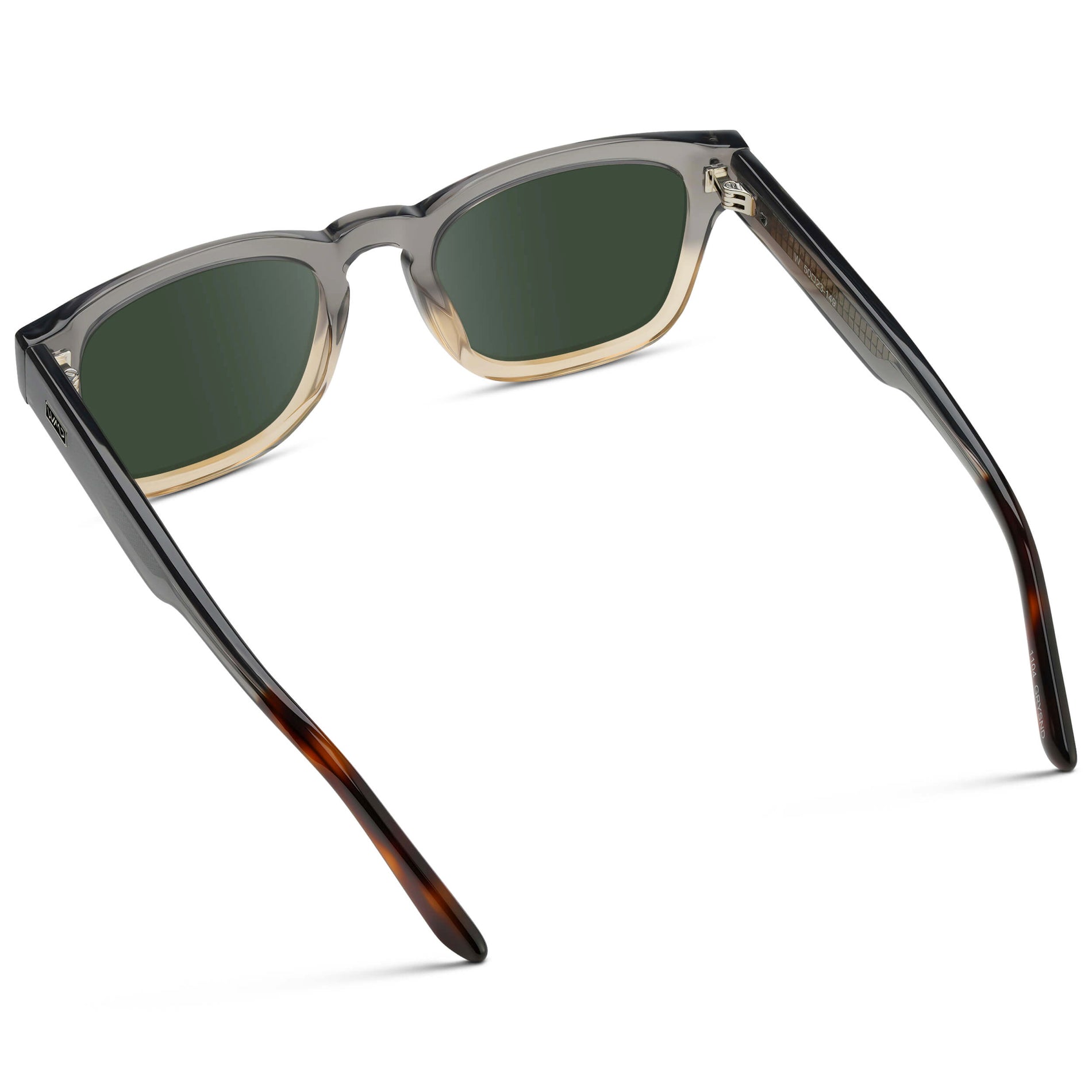 Graphite Horizon Grey / G15 || Men's Geometric Rectangular Prescription Sunglasses with Grey Acetate Frame and Green Prescription Lens