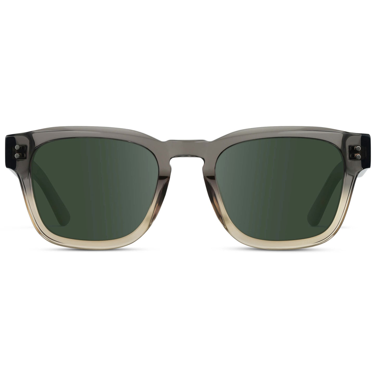 Graphite Horizon Grey / G15 || Men's Geometric Rectangular Prescription Sunglasses with Grey Acetate Frame and Green Prescription Lens