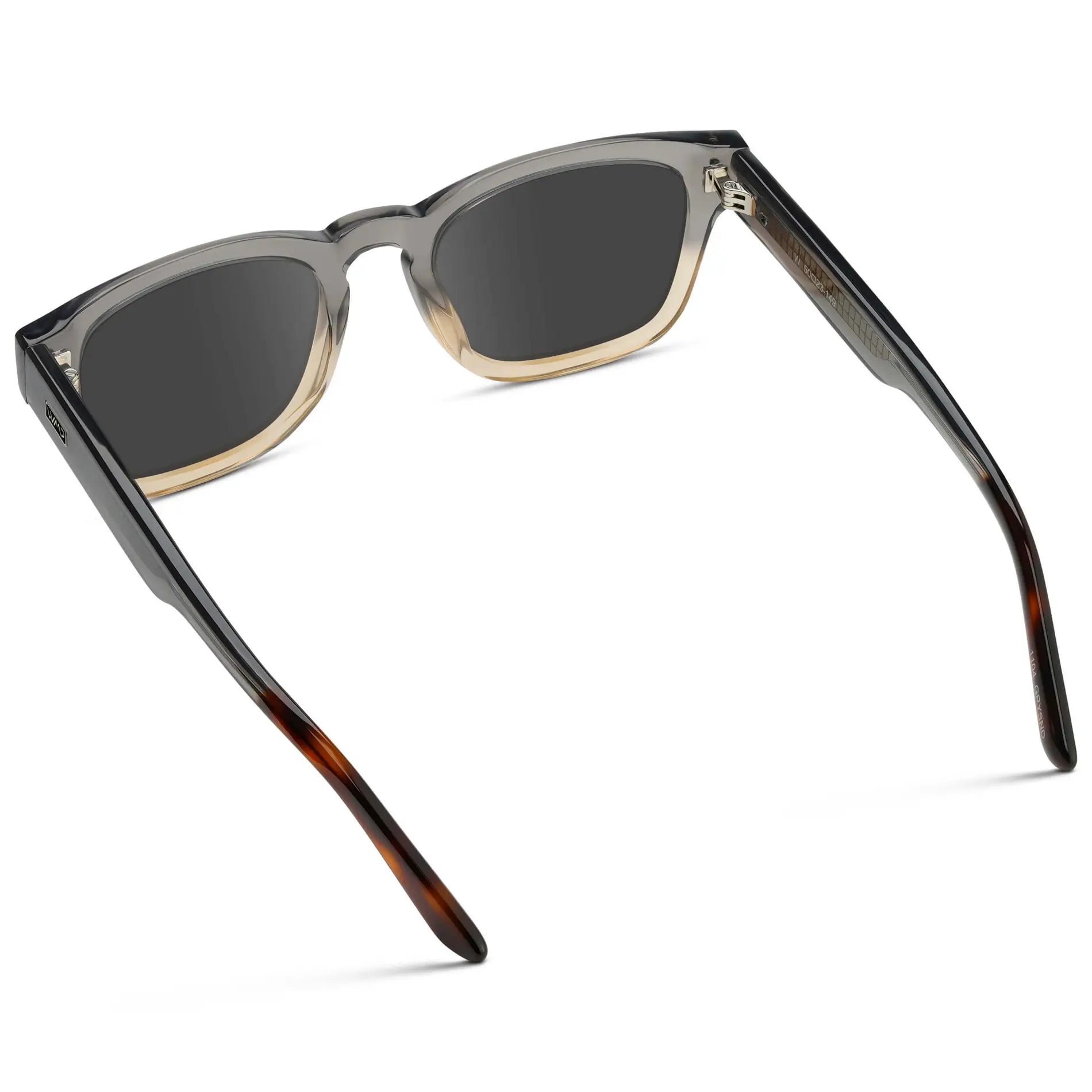 Graphite Horizon Grey / Grey || Back view of Men's Geometric Rectangular Prescription Sunglasses with Grey Acetate Frame and Grey Prescription Lens