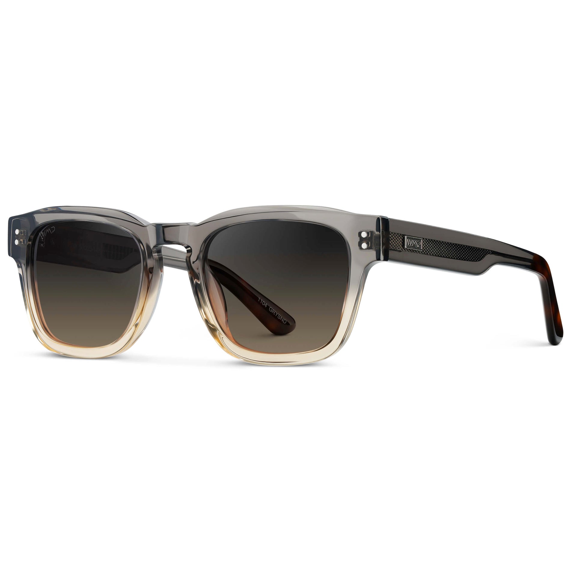 Graphite Horizon Grey / Grey Brown Gradient Lens || Men's Geometric Rectangular Sunglasses with Graphite Horizon Grey Acetate Frame and Grey Brown Gradient Polarized Lens