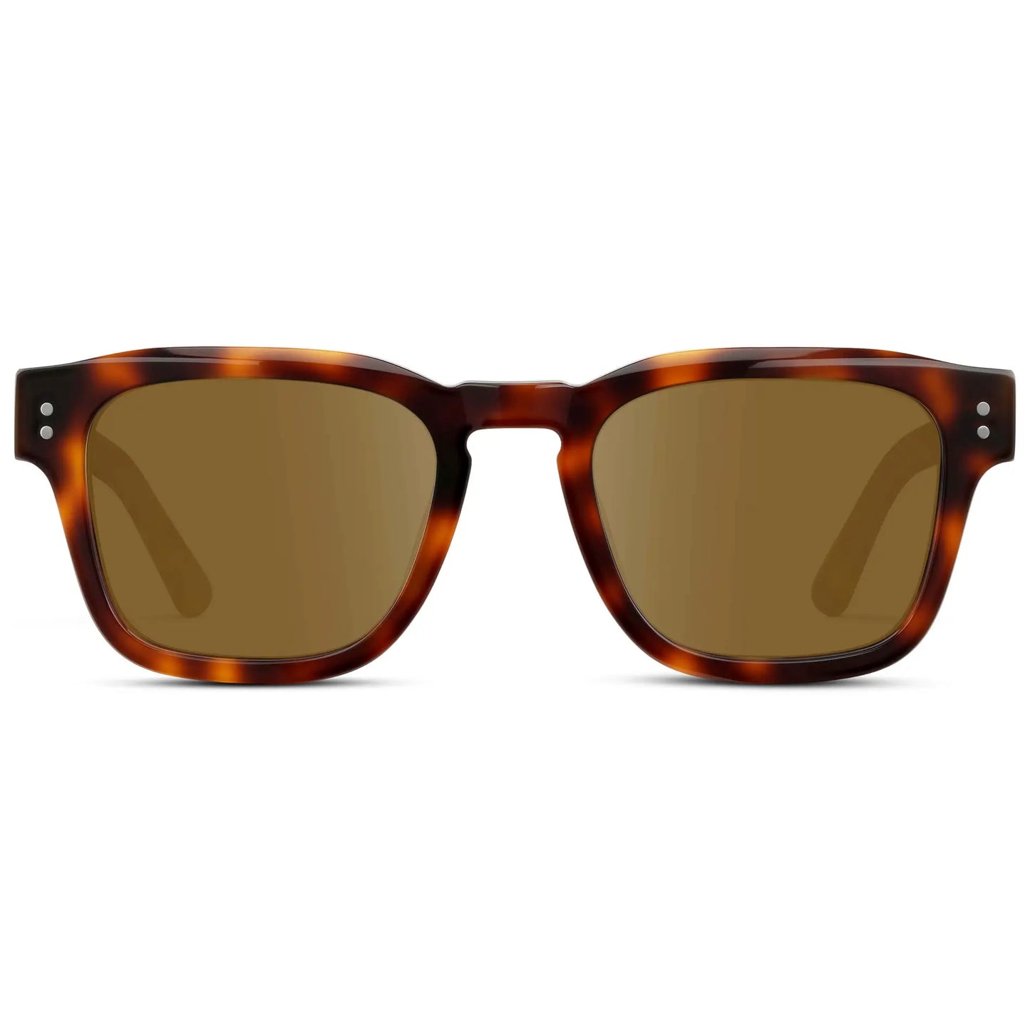Havana Tortoise / Amber || Front view of Men's Geometric Rectangular Prescription Sunglasses with Havana Tortoise Acetate Frame and Amber Prescription Lens