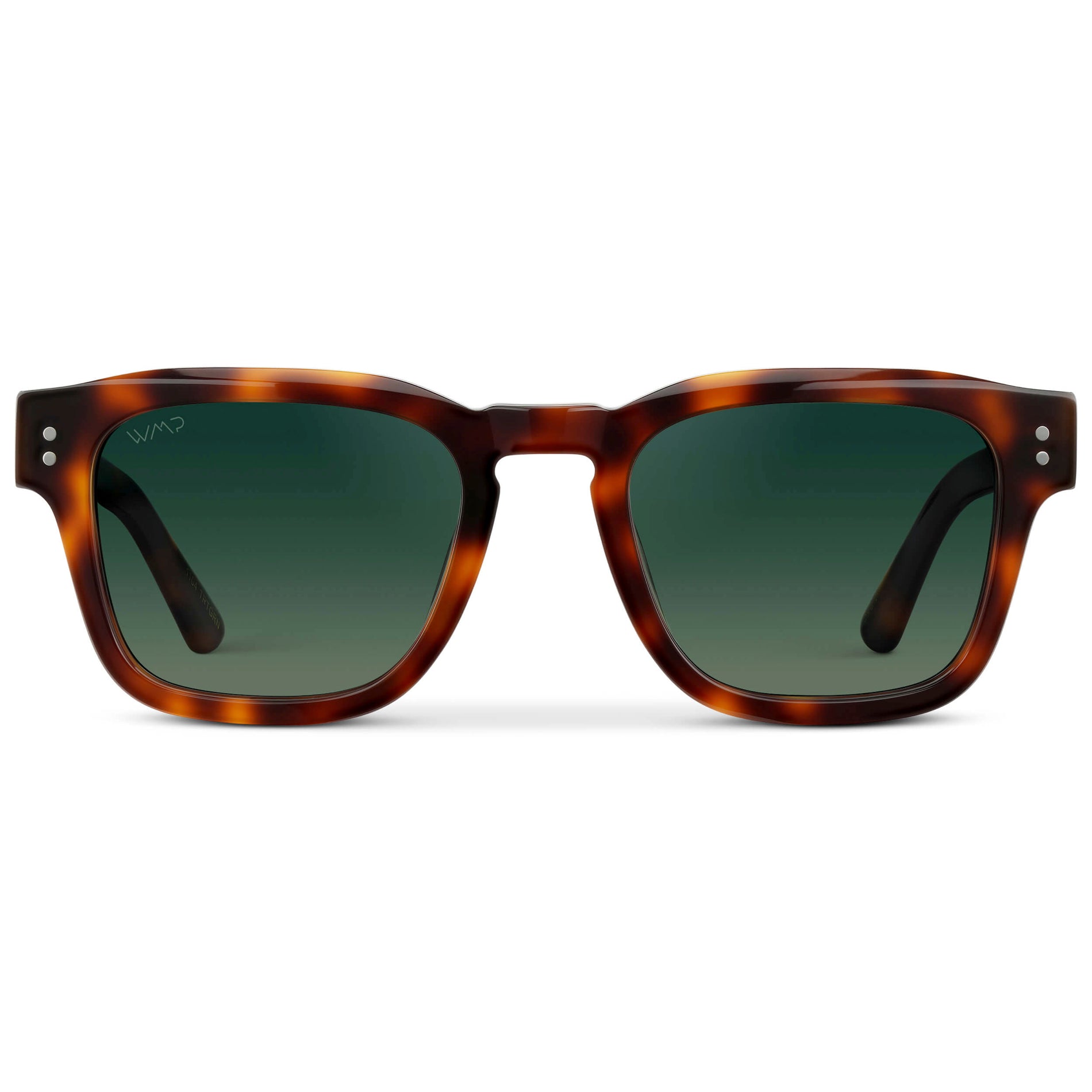 Havana Tortoise / Smoke Green Gradient Lens || Men's Geometric Rectangular Sunglasses with Havana Tortoise Frame and Smoke Green Gradient Polarized Lens