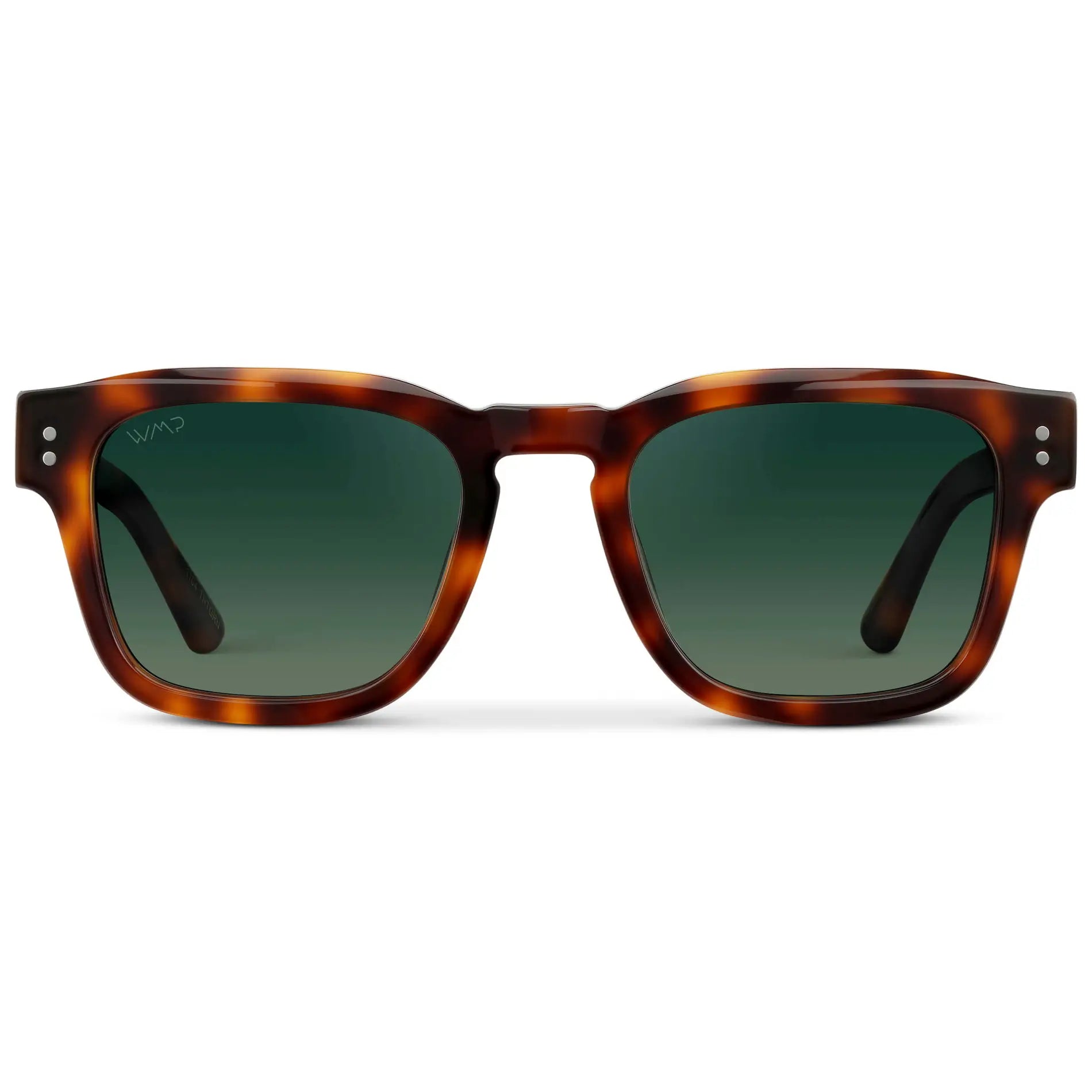 Havana Tortoise / Smoke Green Gradient Lens || Men's Geometric Rectangular Sunglasses with Havana Tortoise Frame and Smoke Green Gradient Polarized Lens