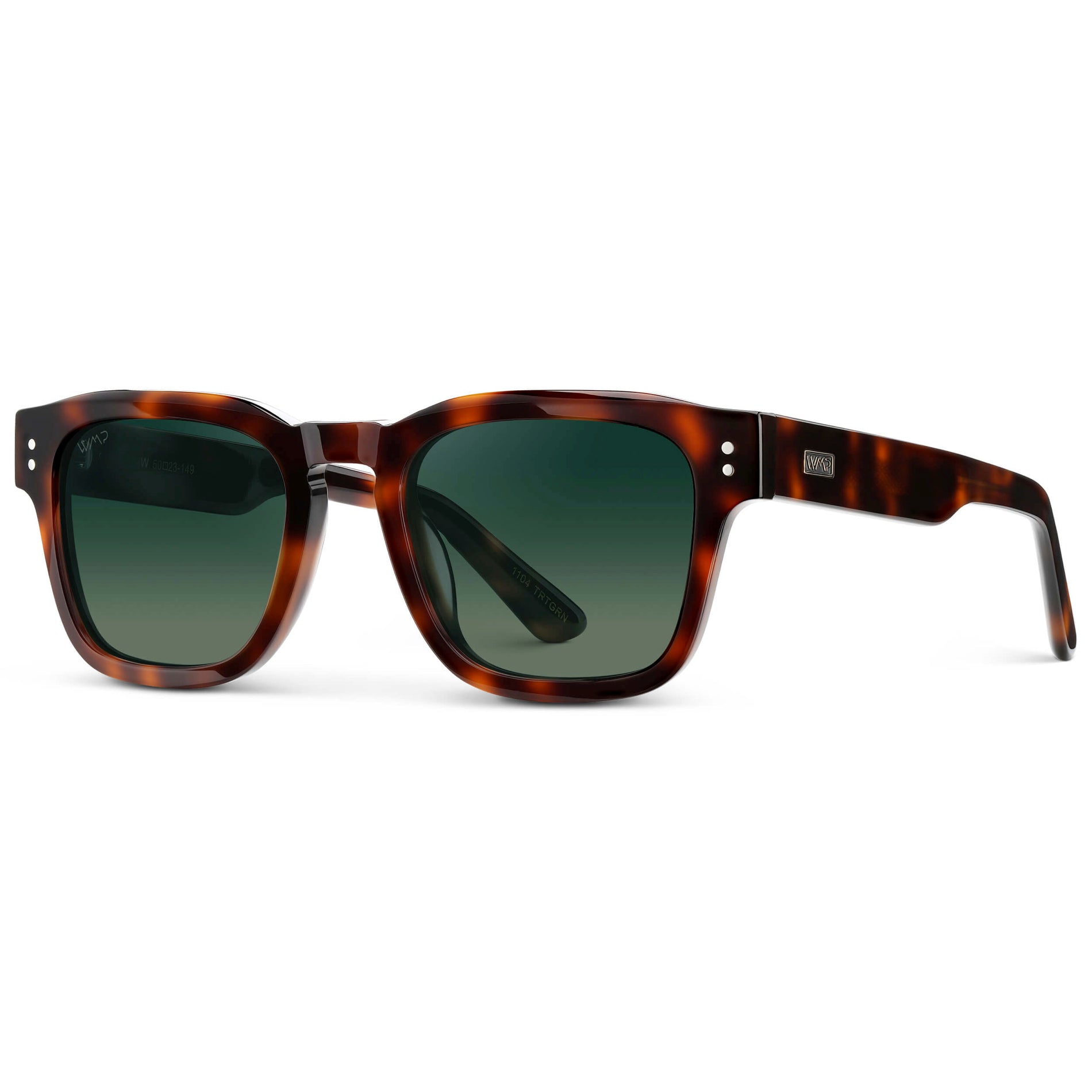 Havana Tortoise / Smoke Green Gradient Lens || Men's Geometric Rectangular Sunglasses with Havana Tortoise Frame and Smoke Green Gradient Polarized Lens