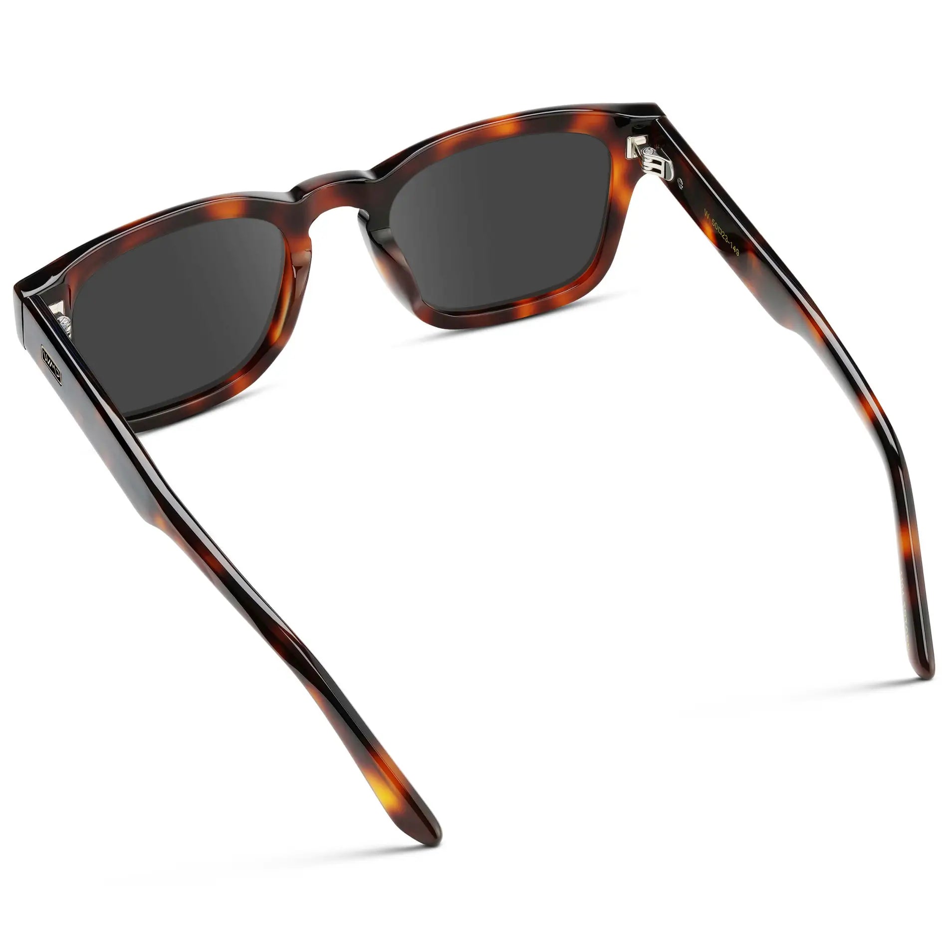 Havana Tortoise / Grey || Back view of Men's Geometric Rectangular Prescription Sunglasses with Havana Tortoise Acetate Frame and Grey Prescription Lens