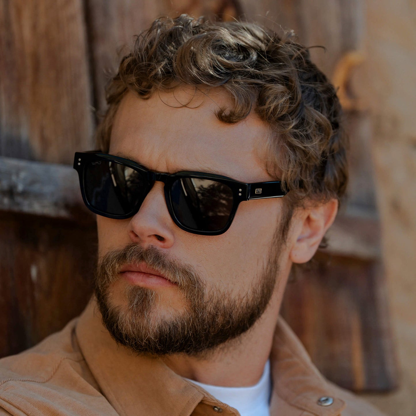 Black / Dark Brown Lens || Men's Geometric Rectangular Sunglasses with Black Acetate Frame and Dark Brown Polarized Lens
