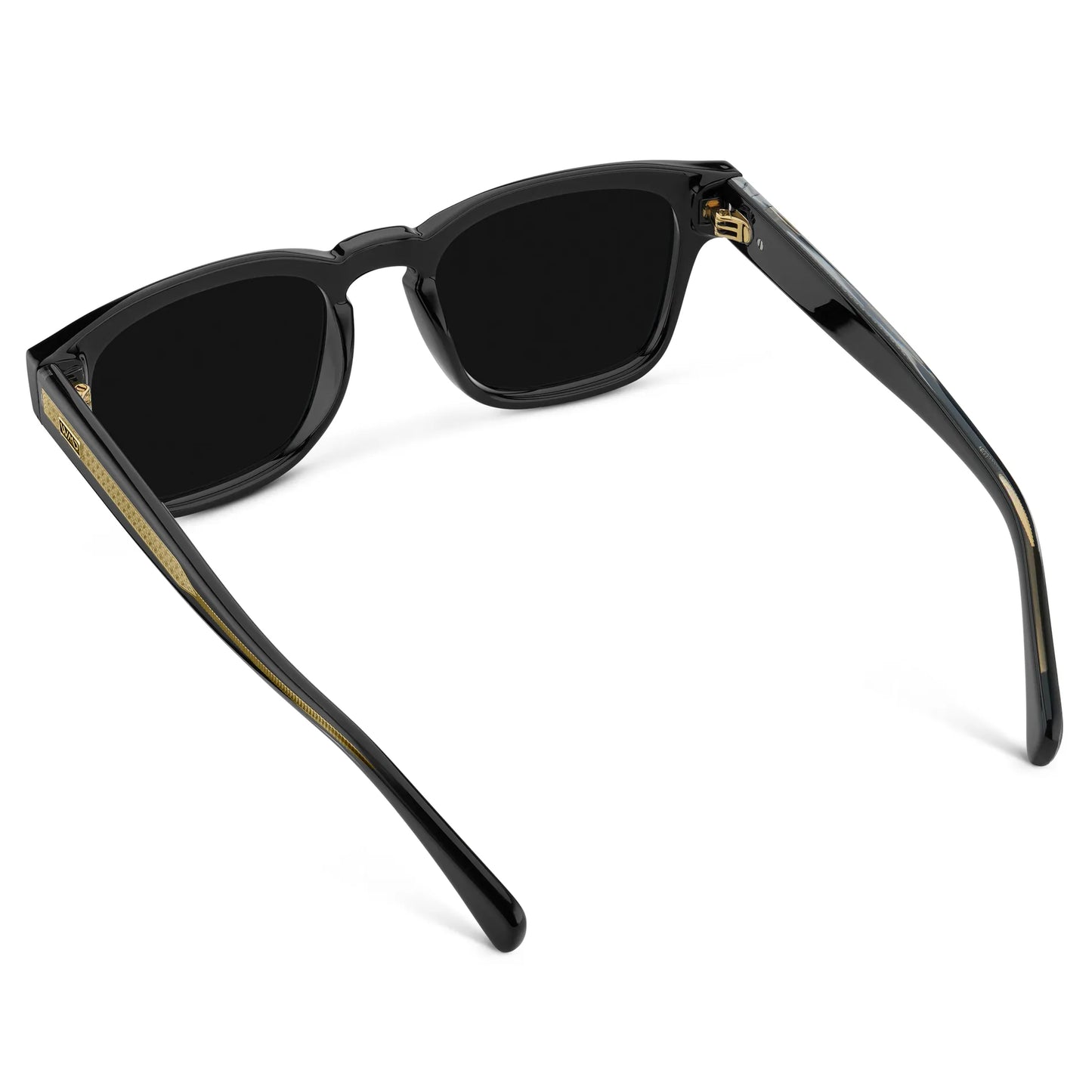 Men's Geometric Rectangular Sunglasses with Black Frame and Triple Black Polarized Lens on a white background