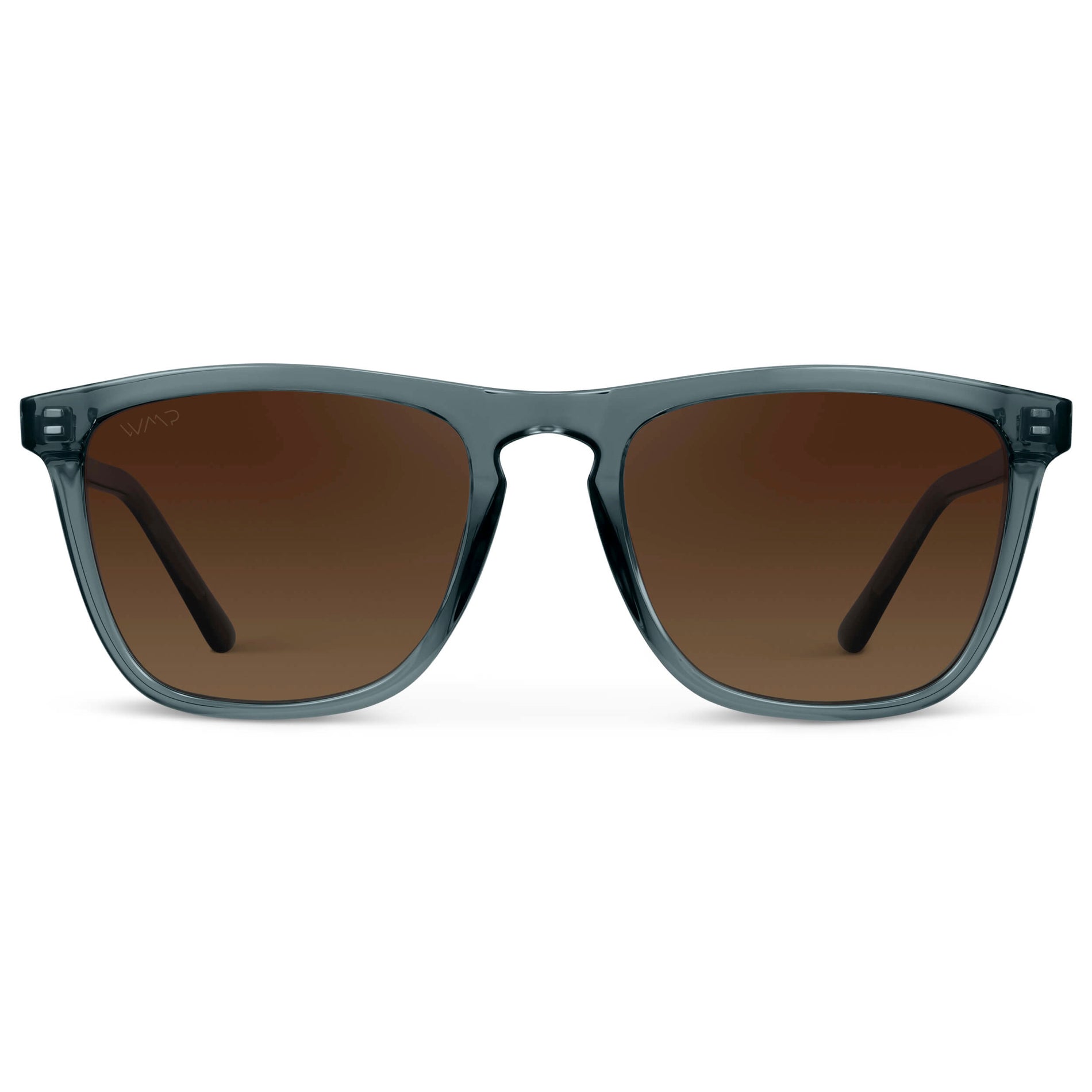 Crystal Stone Blue / Brown Gradient Lens || Crystal Blue Classic Square Frame Sunglasses with Brown Polarized Lenses
