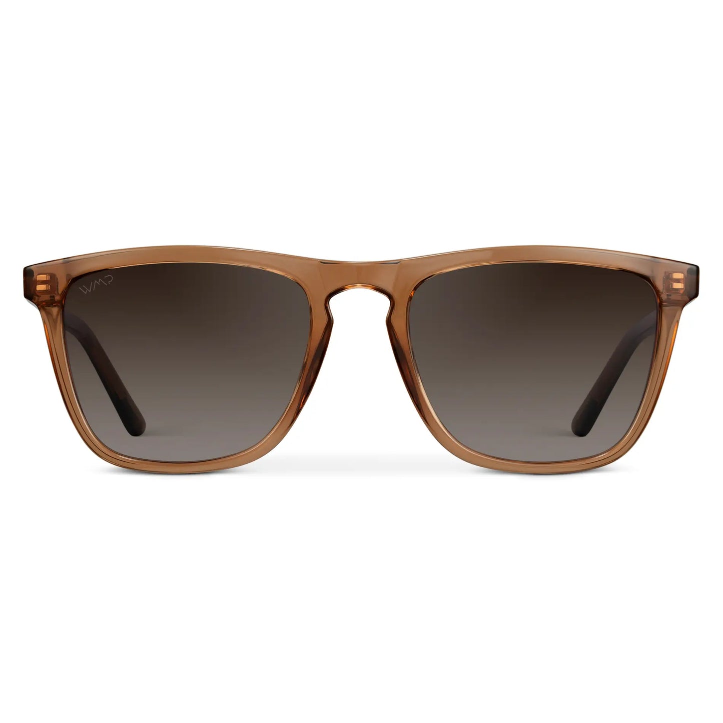 Crystal Brown / Brown Gradient Lens || Brown Classic Square Frame Sunglasses with Brown Polarized Lenses on a white background