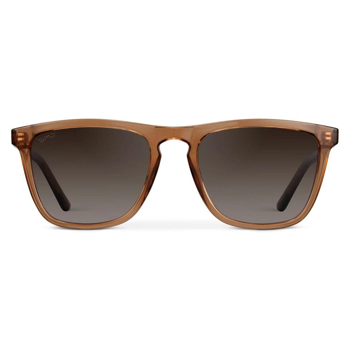 Crystal Brown / Brown Gradient Lens || Brown Classic Square Frame Sunglasses with Brown Polarized Lenses on a white background