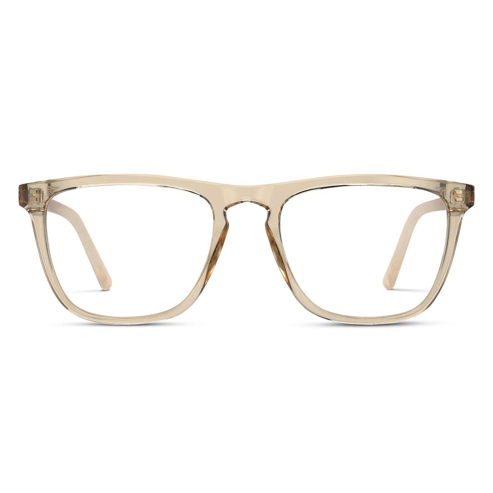 Sand Brown || Sand Brown Square Frame Prescription Glasses with Clear Lenses