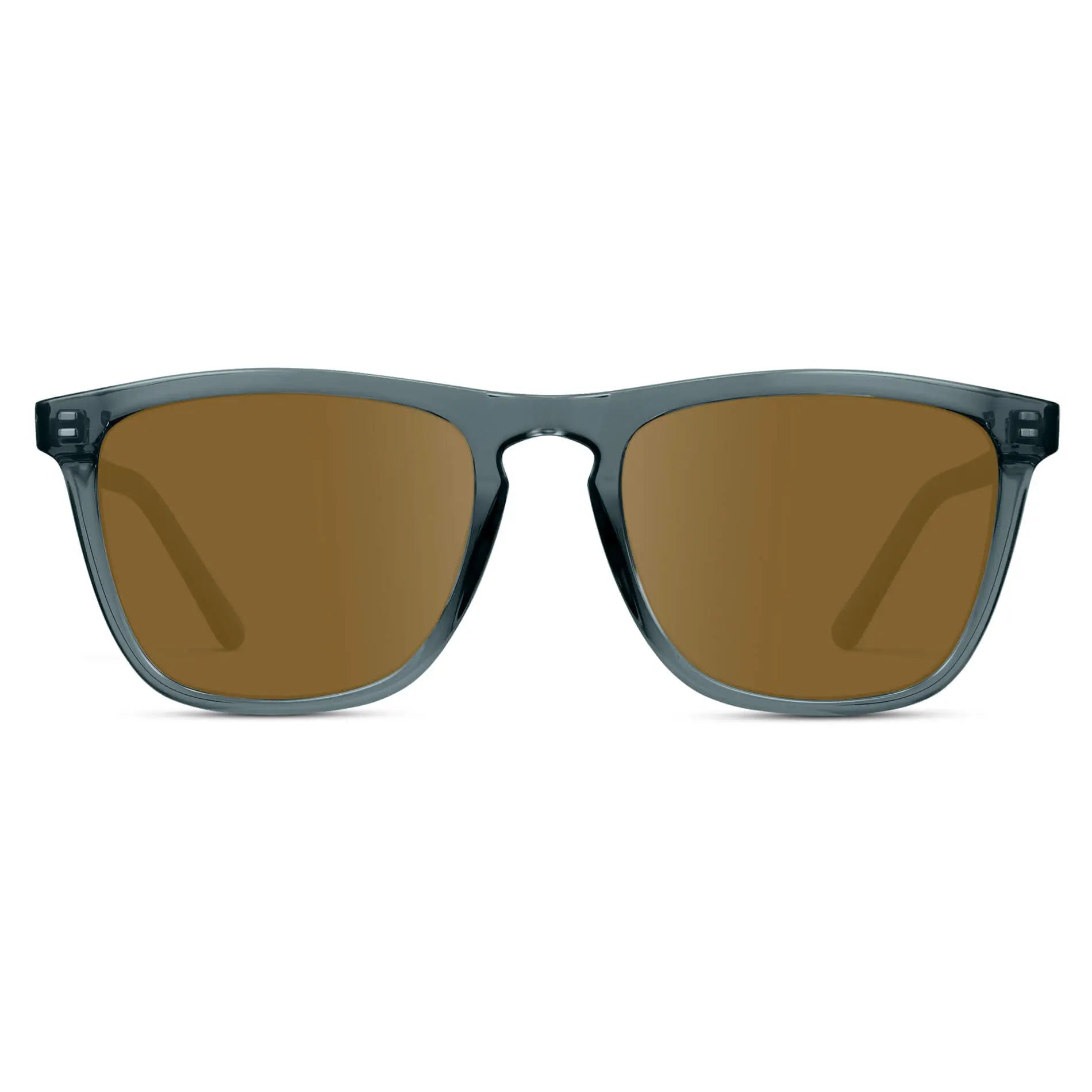 Crystal Stone Blue / Amber || Men's Square Prescription Sunglasses with Crystal Stone Blue Frame and Amber Lenses on a white background