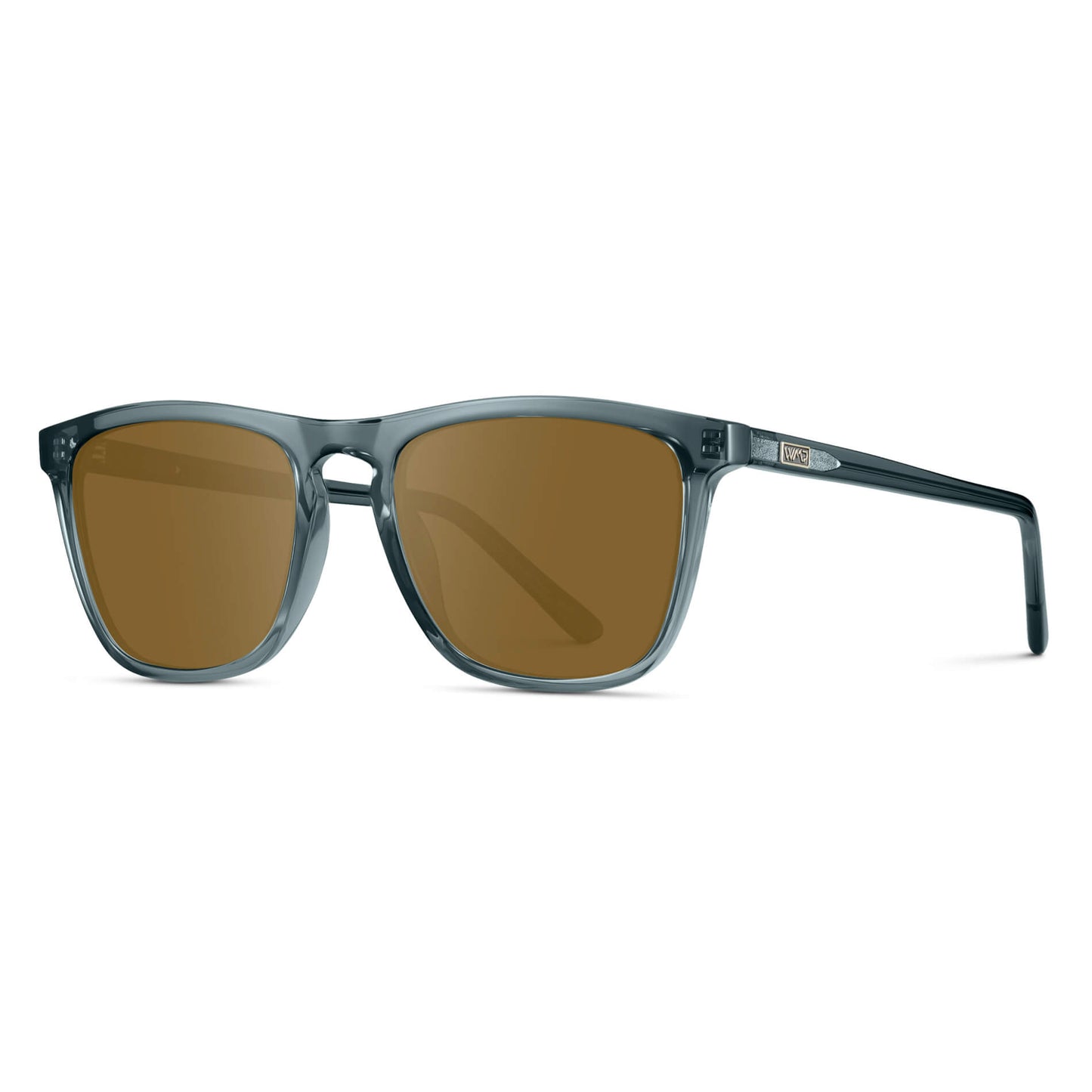 Crystal Stone Blue / Amber Lens || Blue Square Frame Prescription Sunglasses with Brown Lenses
