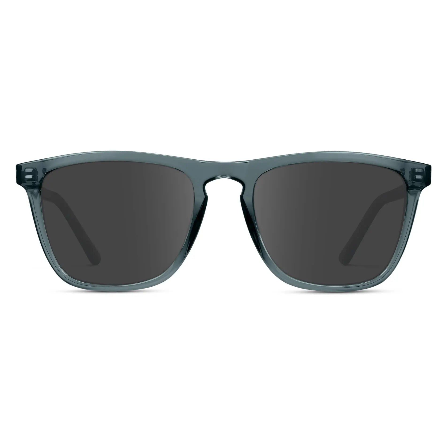 Crystal Stone Blue / Grey || Men's Square Prescription Sunglasses with Crystal Stone Blue Frame and Grey Lenses on a white background