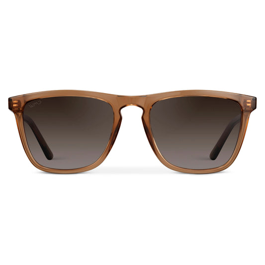 Crystal Brown / Brown Gradient Lens || Brown Classic Square Frame Sunglasses with Brown Polarized Lenses
