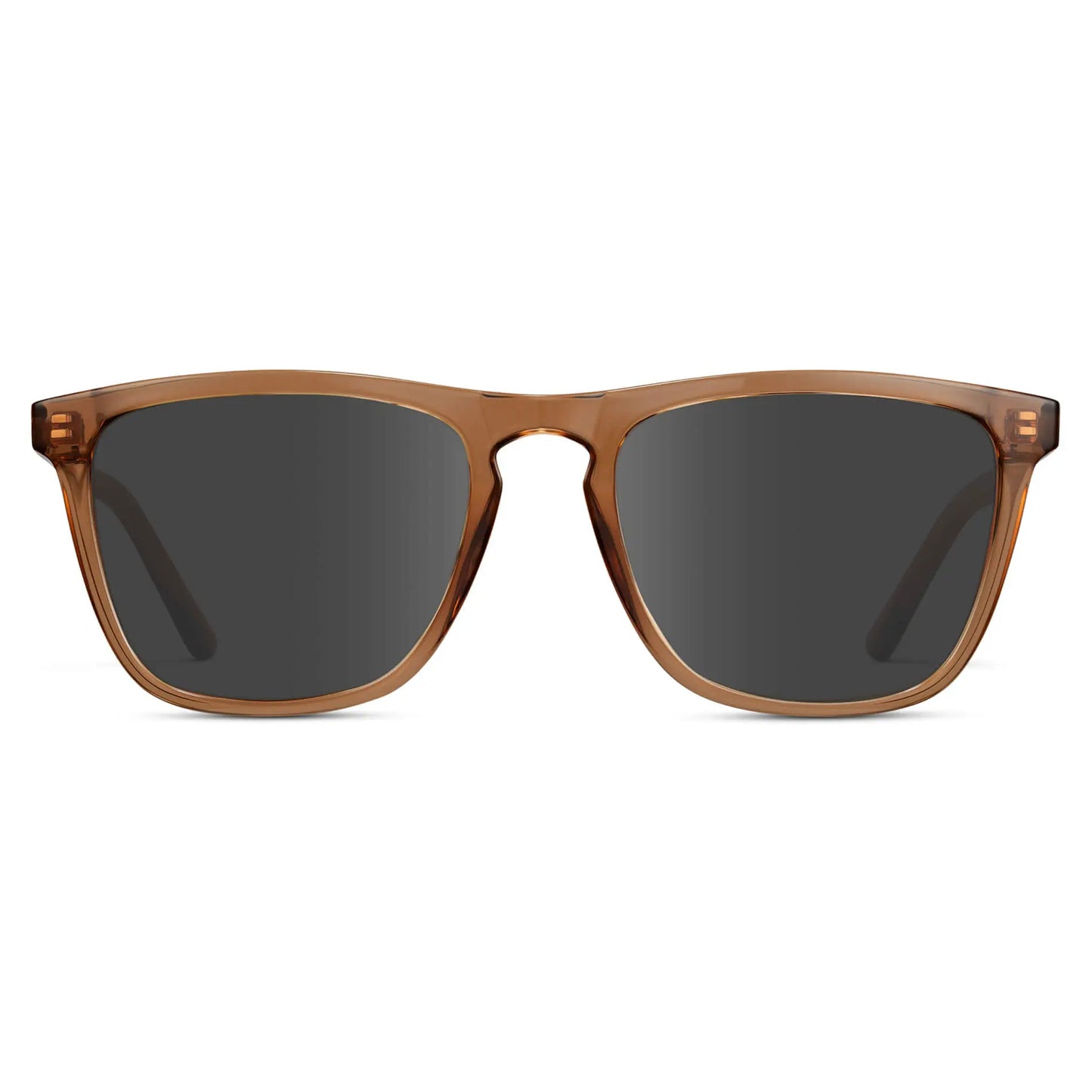 Crystal Brown / Grey || Men's Square Prescription Sunglasses with Crystal Brown Frame and Grey Lenses on a white background
