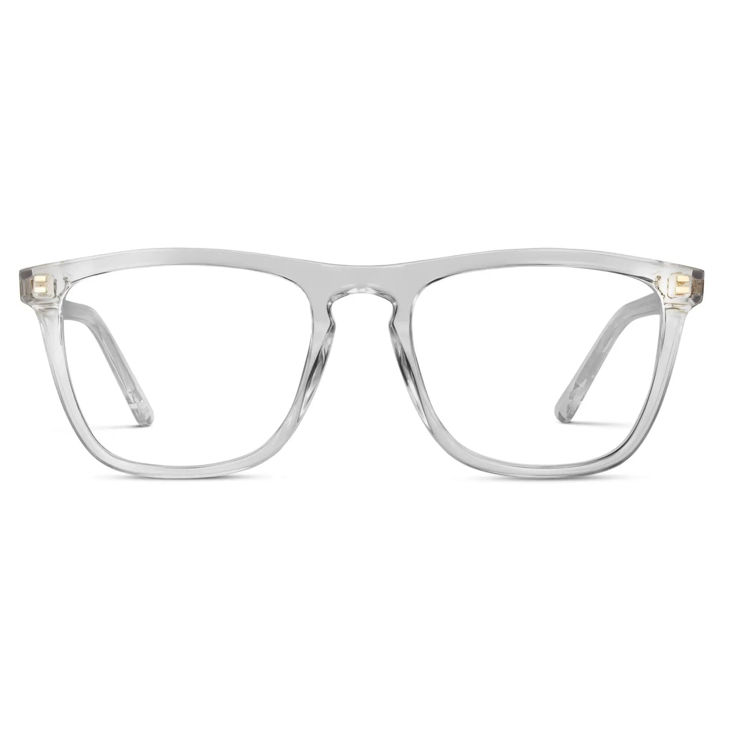 Clear || Men's Square Prescription Glasses with Clear Frame and Clear Lenses on a white background