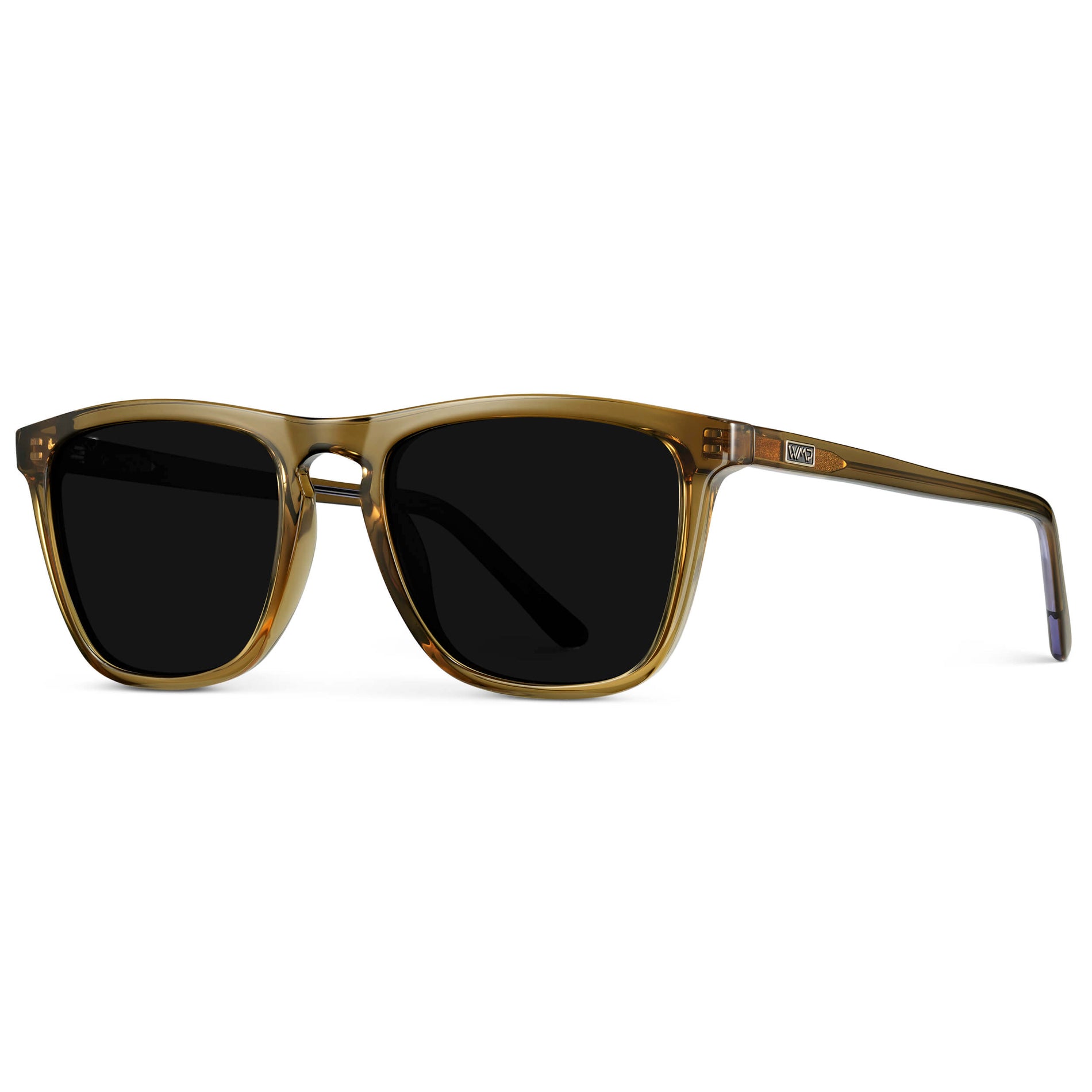 Crystal Verde / Triple Black Lens || Dark Green Classic Square Frame Sunglasses with Triple Black Polarized Lenses