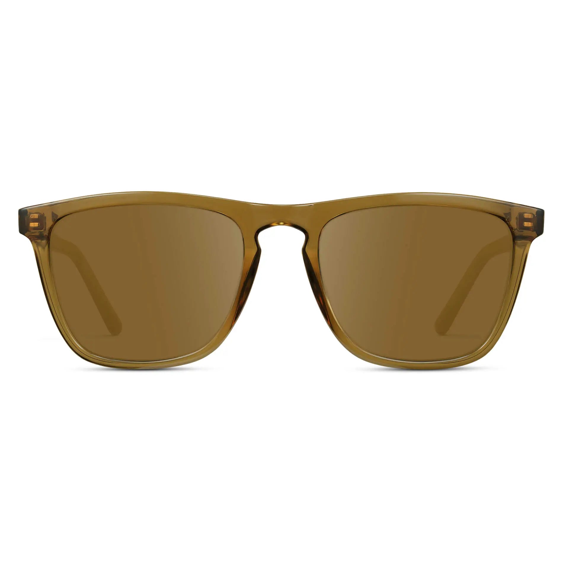 Crystal Verde / Amber || Men's Square Prescription Sunglasses with Crystal Verde Frame and Amber Lenses on a white background