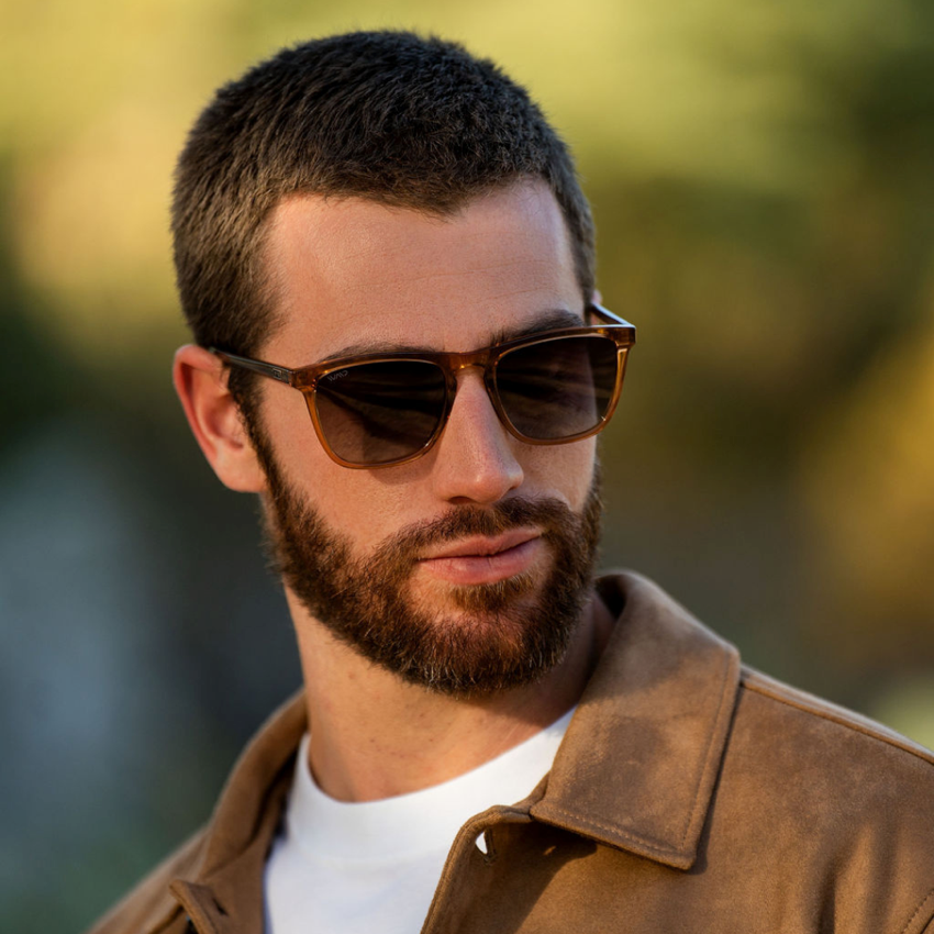 Crystal Brown / Brown Gradient Lens || Brown Classic Square Frame Sunglasses with Brown Polarized Lenses