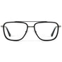 Black || Men's Metal Double Bridge Aviator Prescription Glasses with Black frame and Clear Lens on a white background