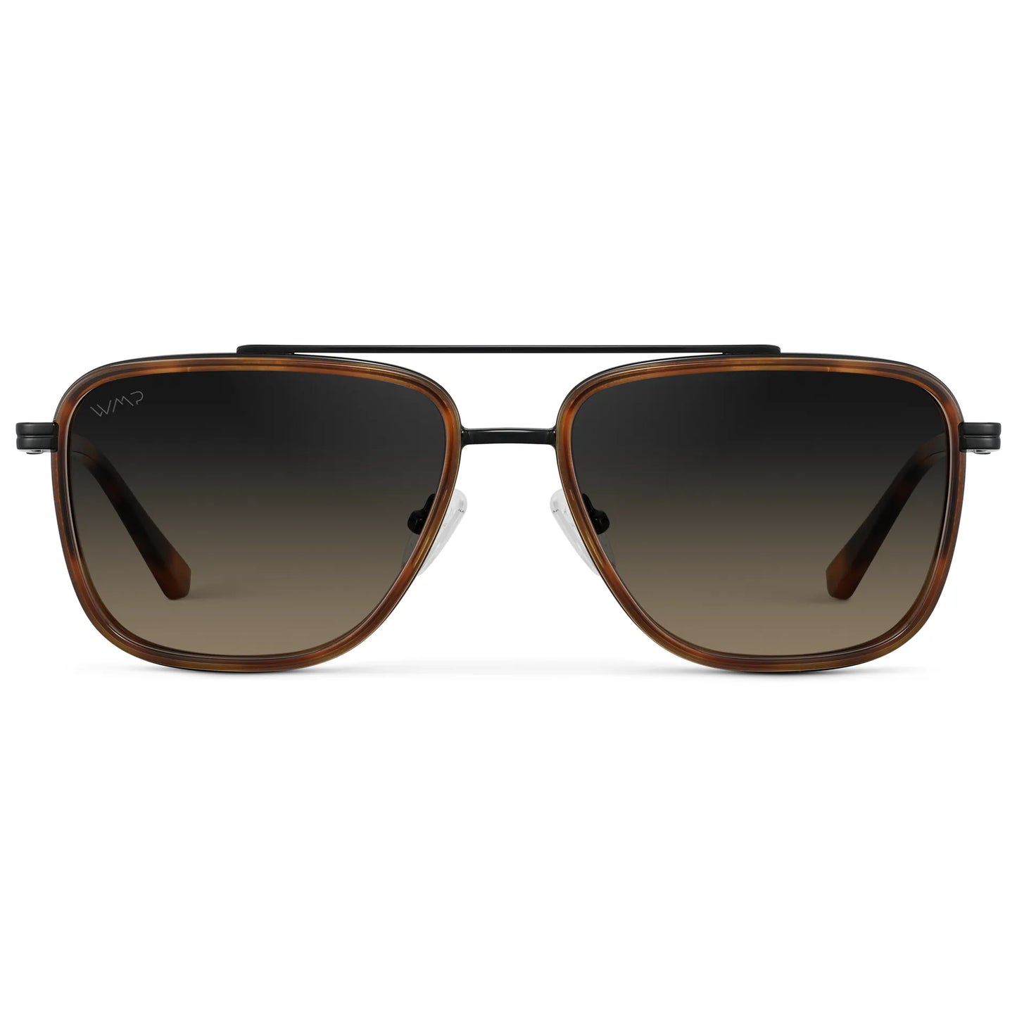Brown Tortoise / Grey Brown Gradient Lens || Men's Aviator Sunglasses with Brown Tortoise frame and Grey Brown Gradient Lens on a white background