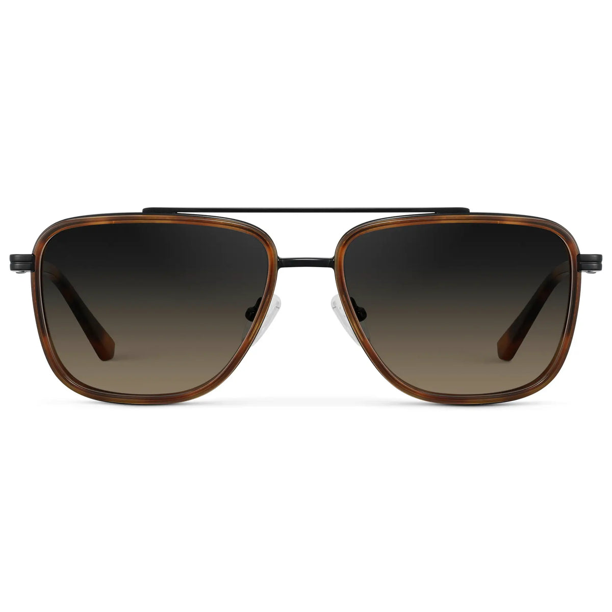 Brown Tortoise / Grey Brown Gradient Lens || Men's Aviator Sunglasses with Brown Tortoise frame and Grey Brown Gradient Lens on a white background
