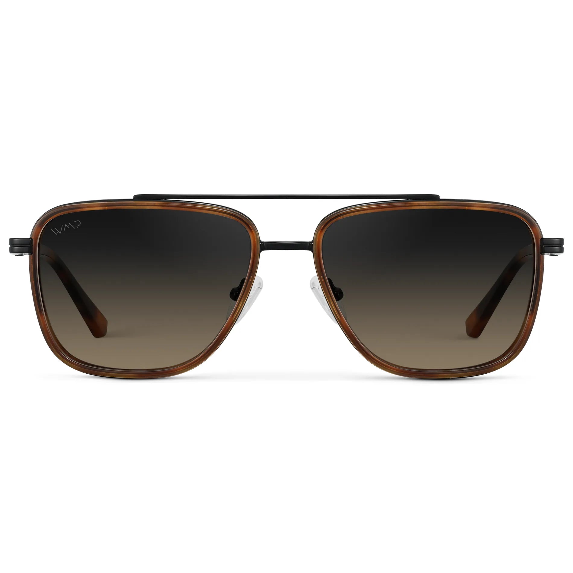 Brown Tortoise / Grey Brown Gradient Lens || Men's Aviator Sunglasses with Brown Tortoise frame and Grey Brown Gradient Lens on a white background