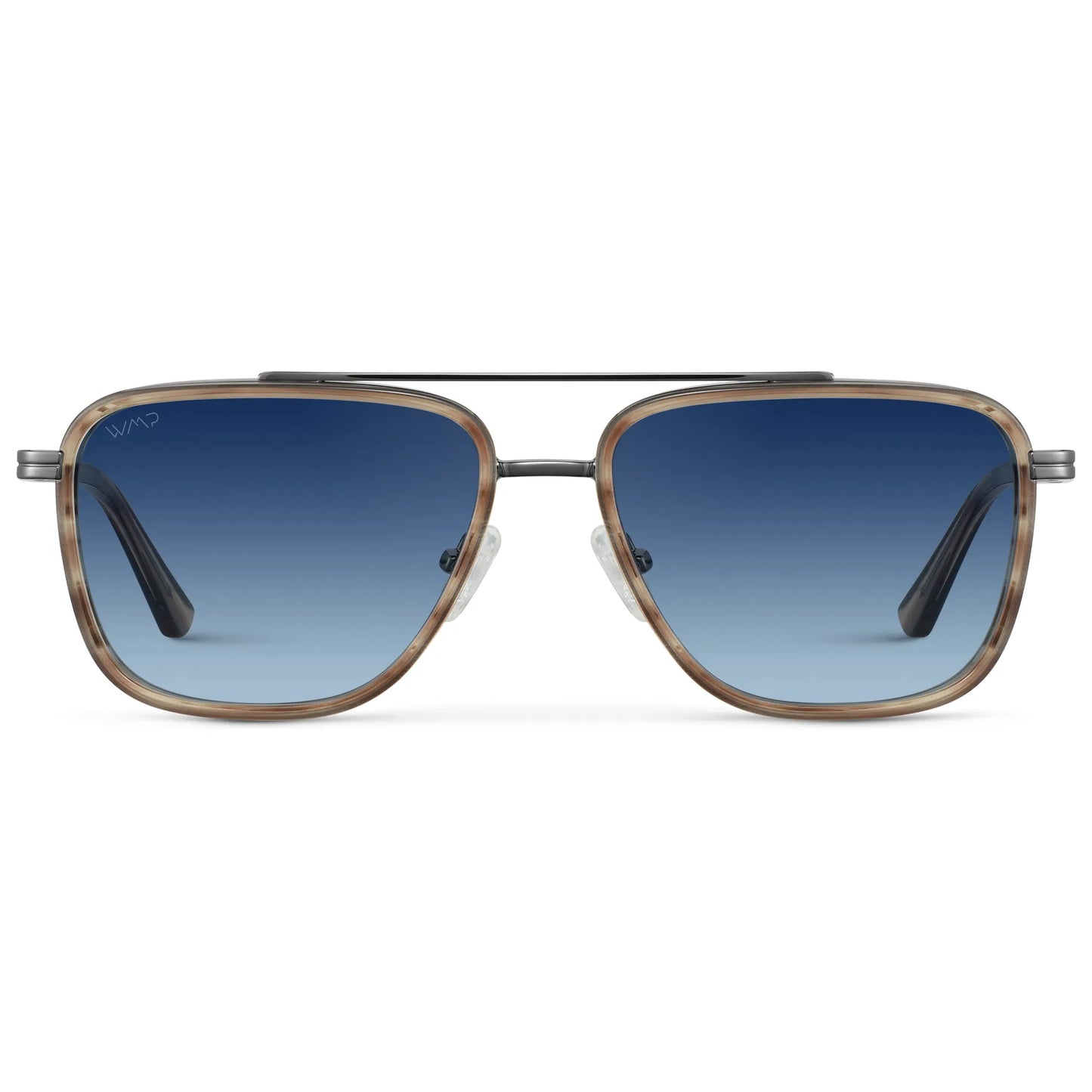 Timber Brown / Blue Gradient Lens || Men's Aviator Sunglasses with Timber Brown frame and Blue Gradient Lens on a white background