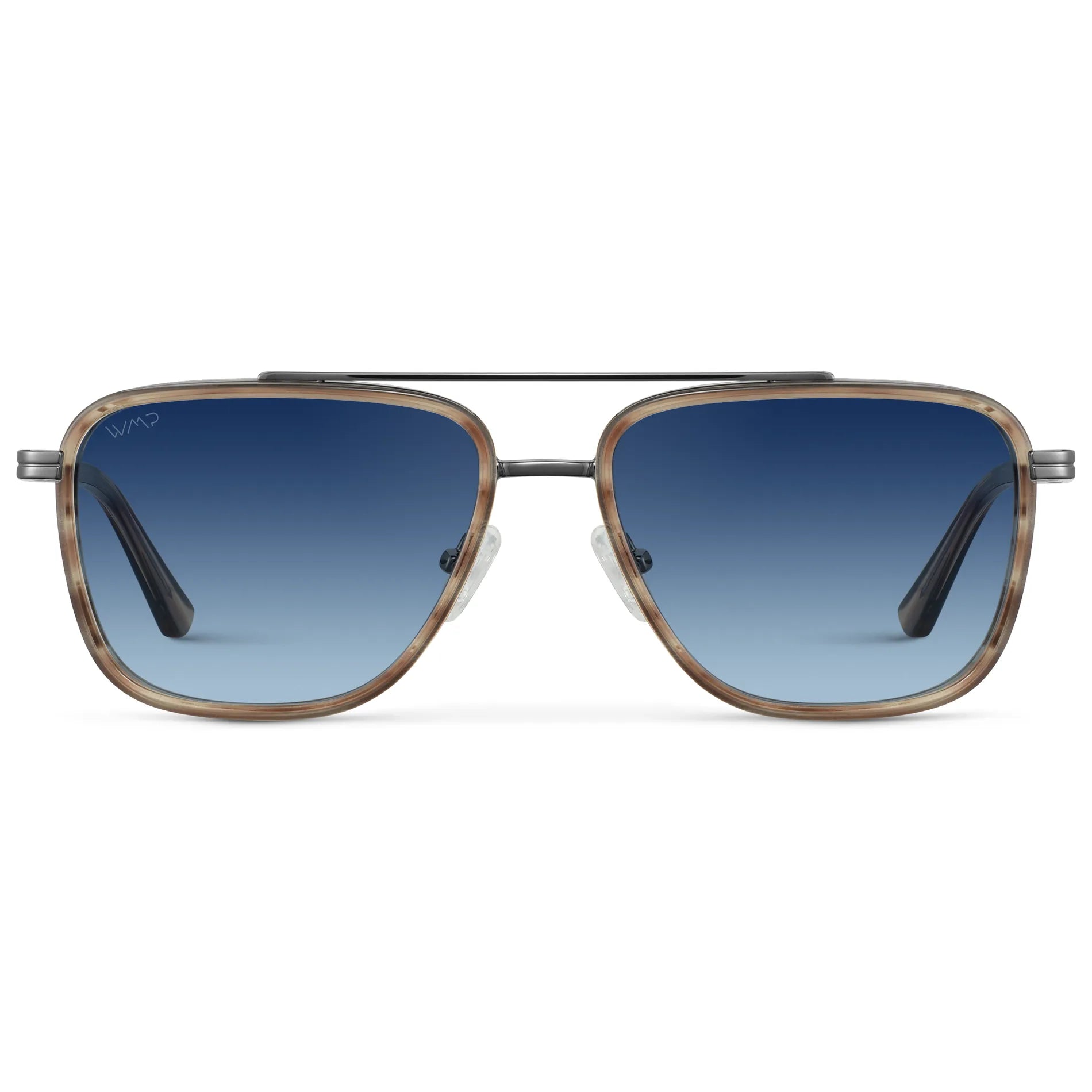 Timber Brown / Blue Gradient Lens || Men's Aviator Sunglasses with Timber Brown frame and Blue Gradient Lens on a white background