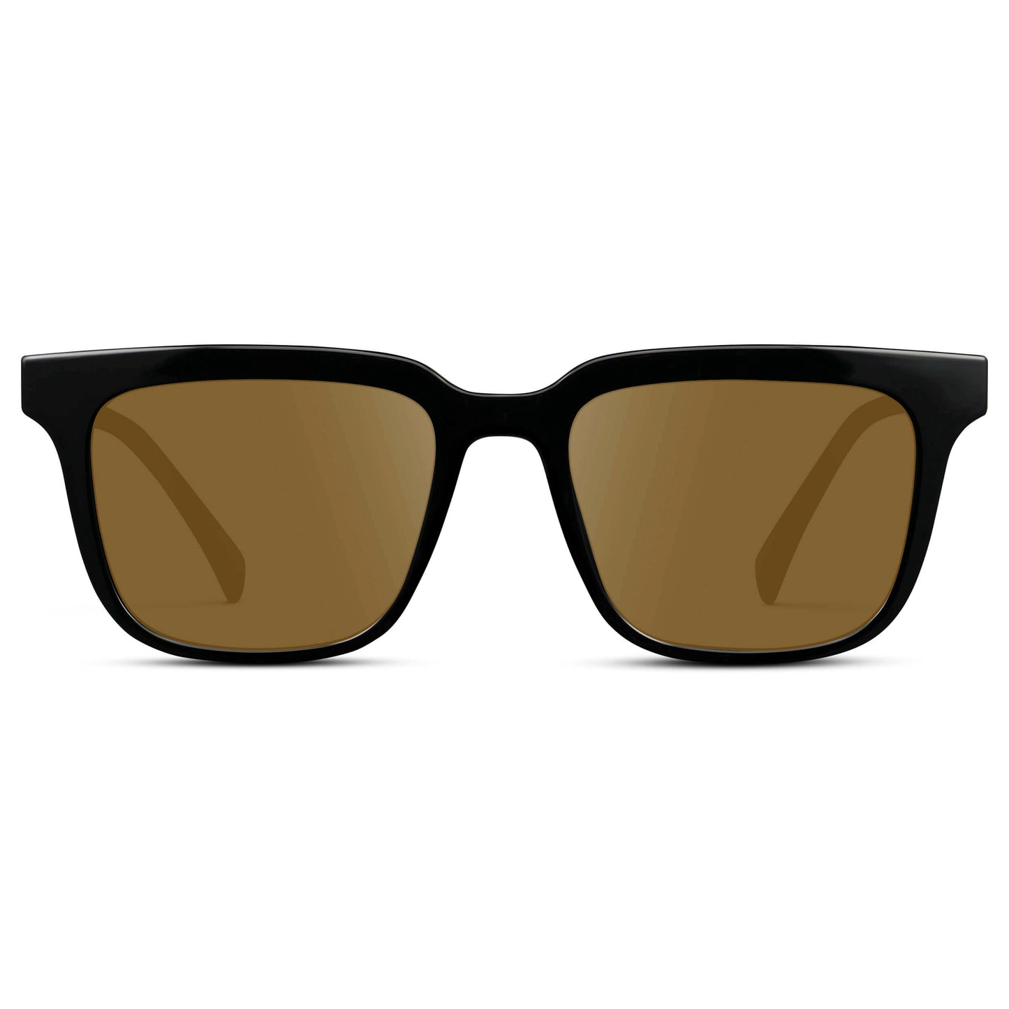 Black / Amber || Men's Thick Square Prescription Sunglasses with Black Acetate Frame and Amber Lens