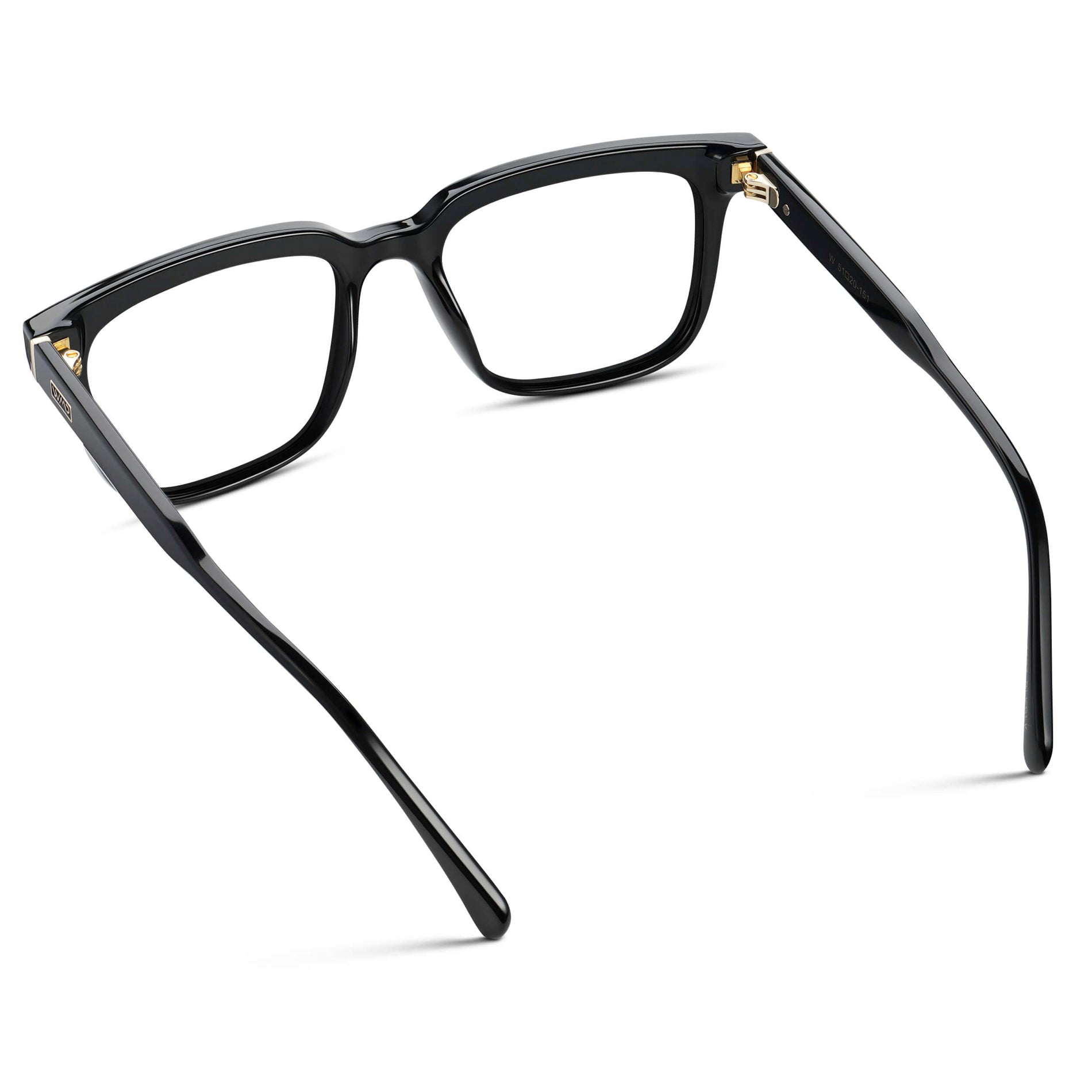 Black || Men's Thick Square Eyeglasses with Black Acetate Frame and Clear Prescription Lens