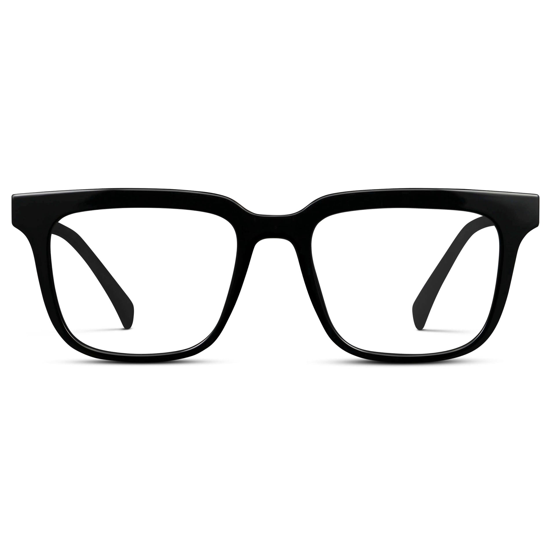 Black || Men's Thick Square Eyeglasses with Black Acetate Frame and Clear Prescription Lens