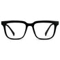 Black || Men's Thick Square Eyeglasses with Black Acetate Frame and Clear Prescription Lens on a white background