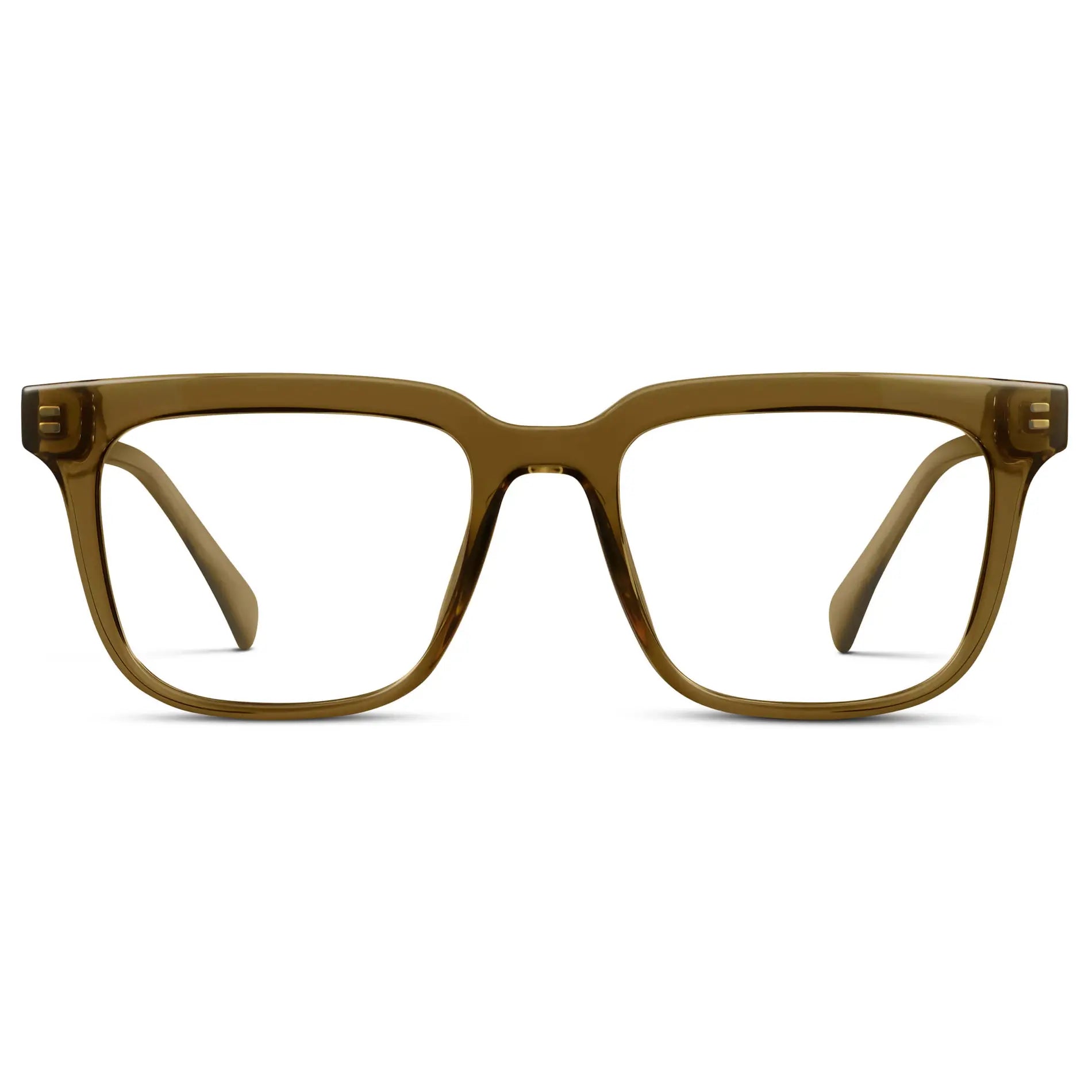 Crystal Verde || Men's Thick Square Eyeglasses with Crystal Verde Acetate Frame and Clear Prescription Lens on a white background