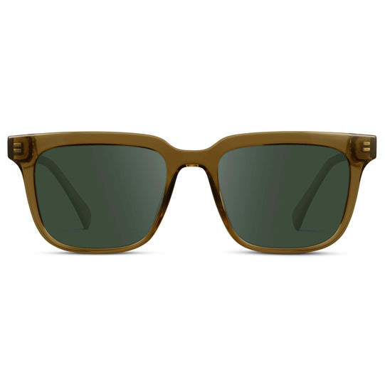 Crystal Verde / G15 || Men's Thick Square Prescription Sunglasses with Crystal Verde Acetate Frame and Green Lens