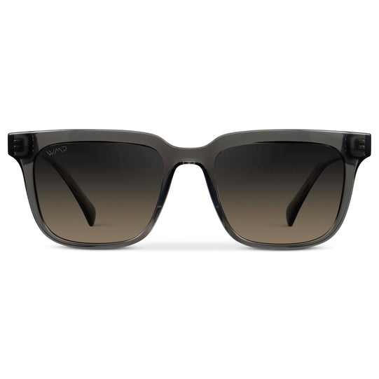Smoke Grey / Grey Brown Gradient Lens || Men's Thick Square Sunglasses with Smoke Grey Acetate Frame and Grey Brown Gradient Polarized Lens
