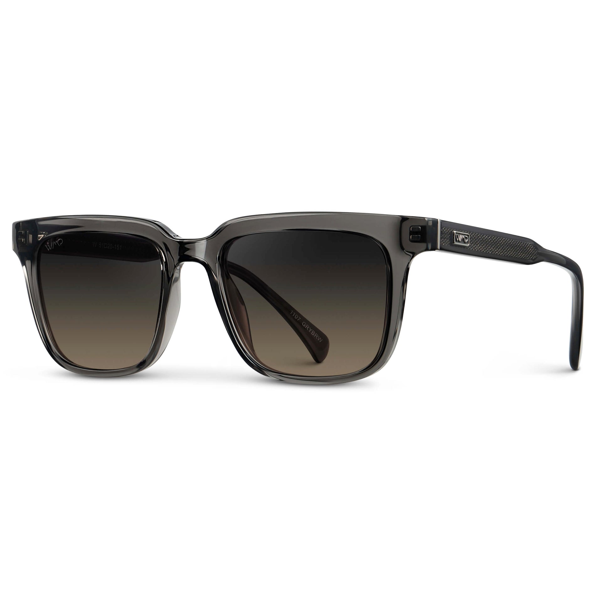 Smoke Grey / Grey Brown Gradient Lens || Men's Thick Square Sunglasses with Smoke Grey Acetate Frame and Grey Brown Gradient Polarized Lens